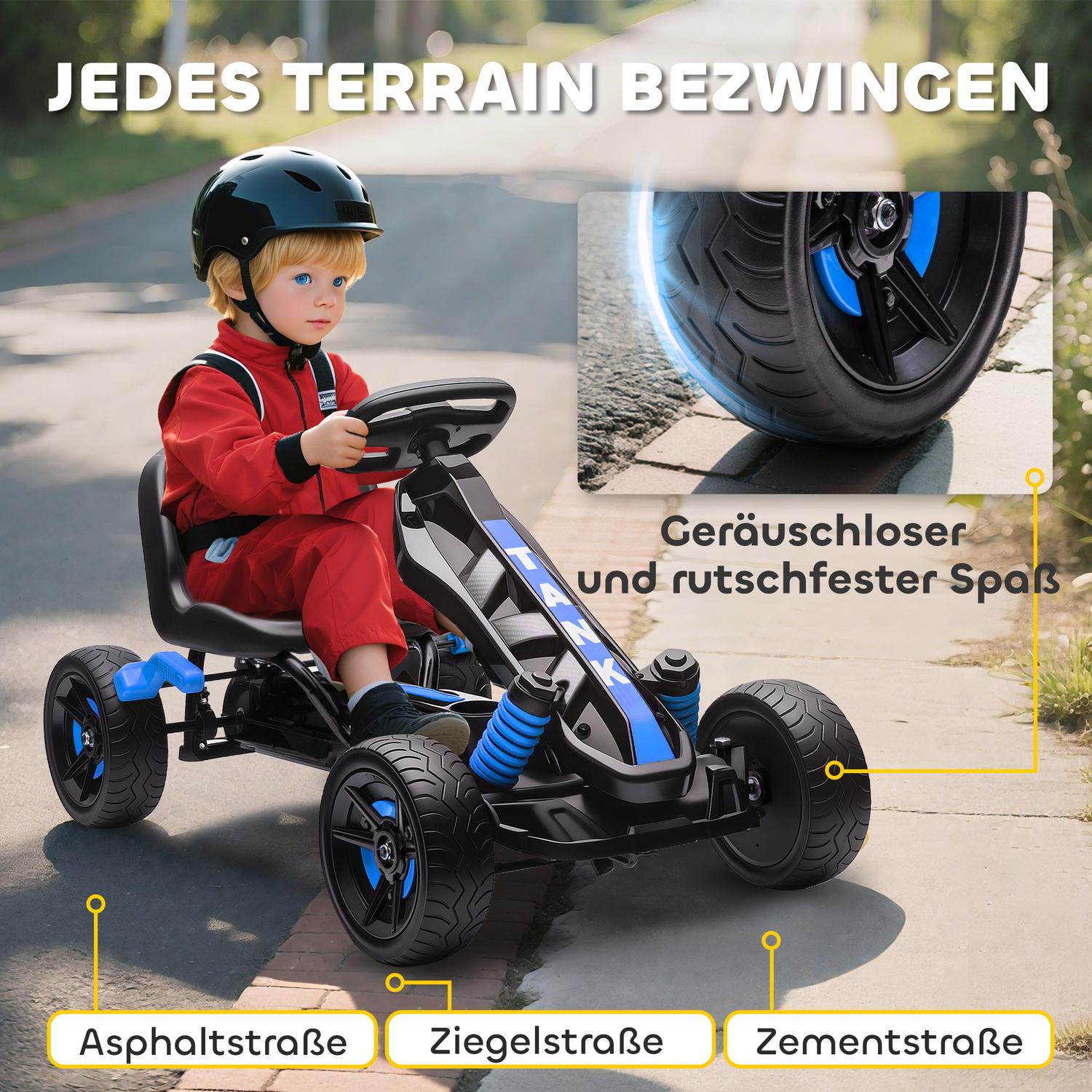 Trampgokart för barn, broms, halkfria hjul, 3-6 år