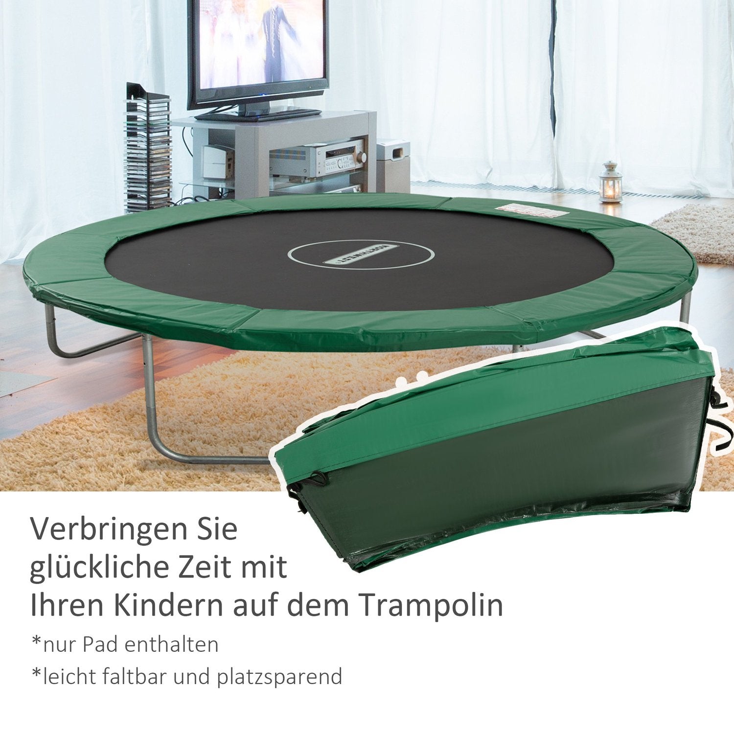 Trampolin kantskydd, 244 Cm, väderbeständig grön PVC