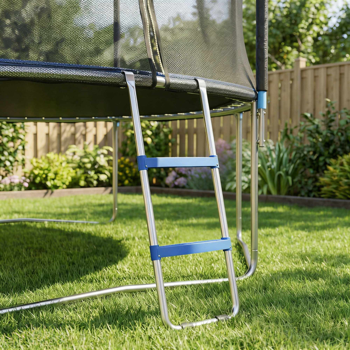Žebřík k trampolíně, 2 schůdky, nosnost 150 kg, modrý