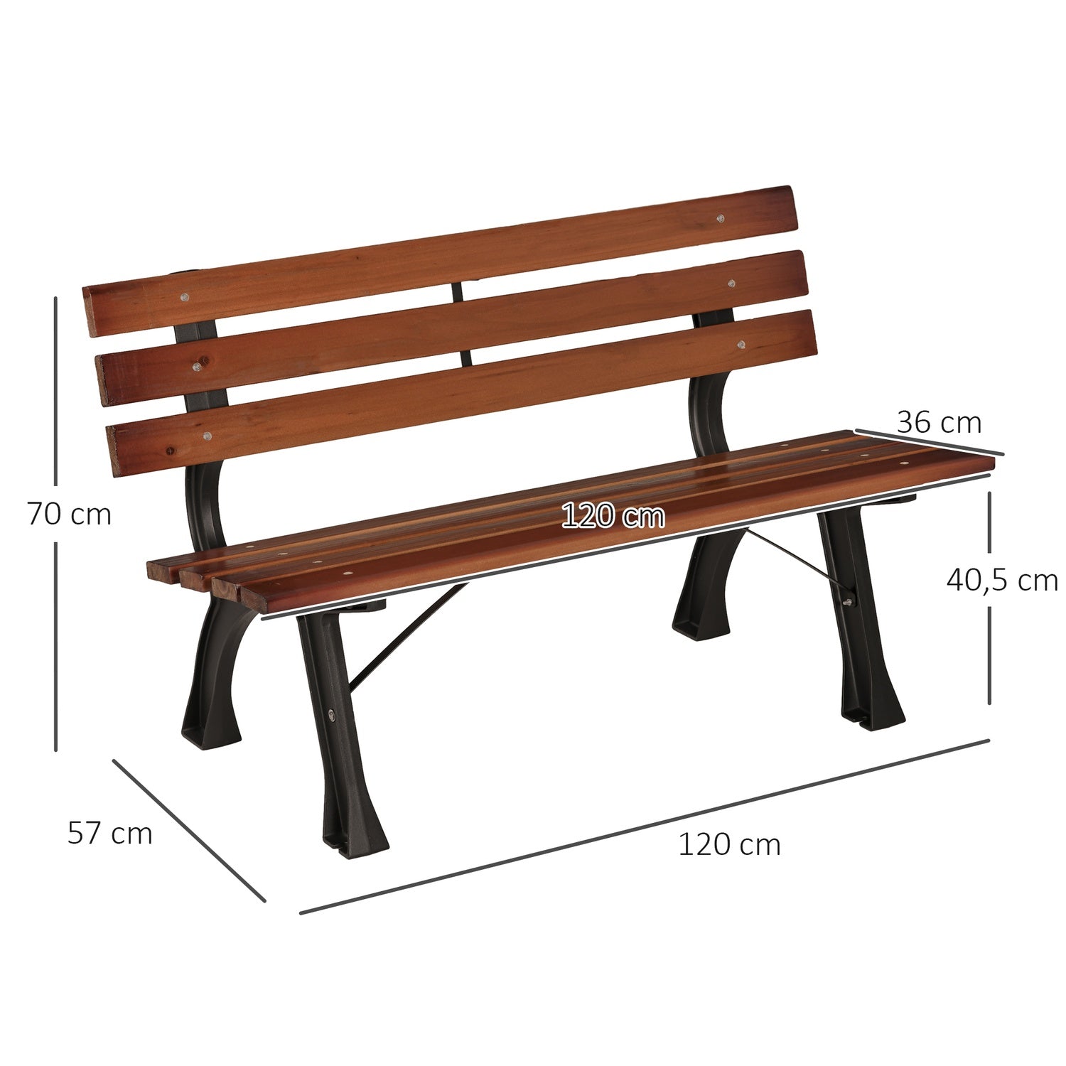Zahradní lavice pro 2 osoby s opěradlem – 120 cm