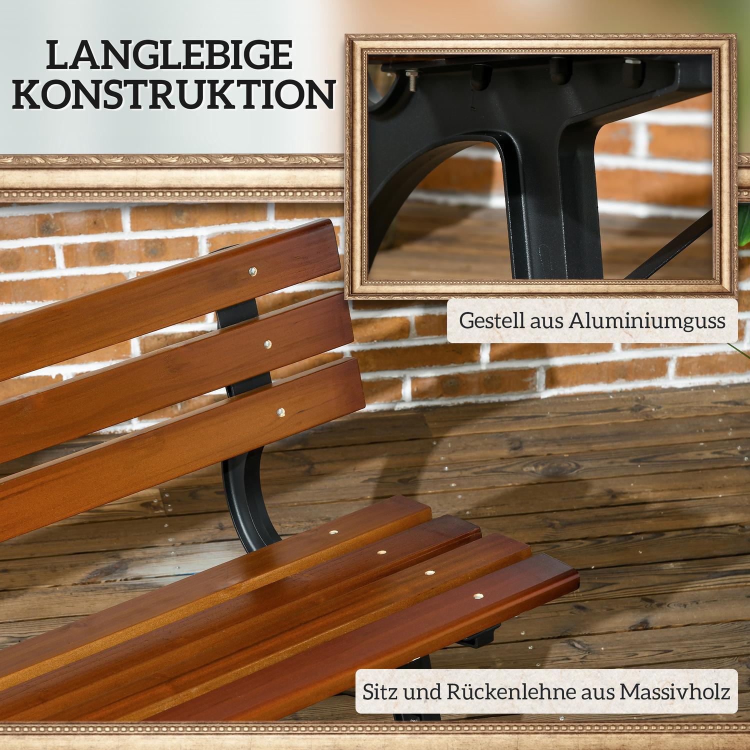 Zahradní lavice pro 2 osoby s opěradlem – 120 cm