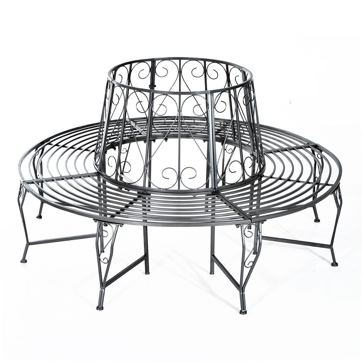 Trädgårdsbänk i metall 360°, rund 160 cm