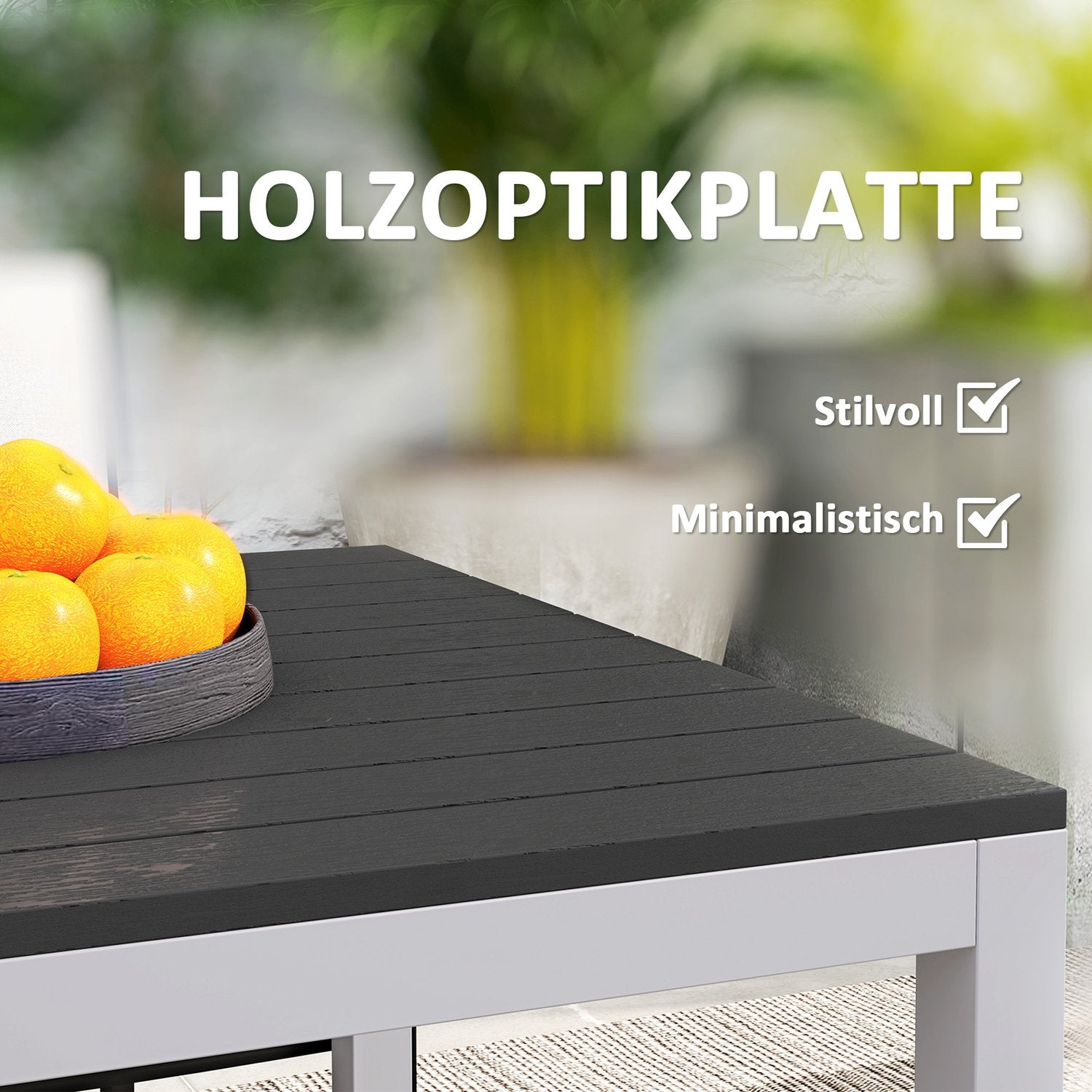 Hliníkový zahradní stůl, 120x70 cm, odolný vůči povětrnostním vlivům, černý