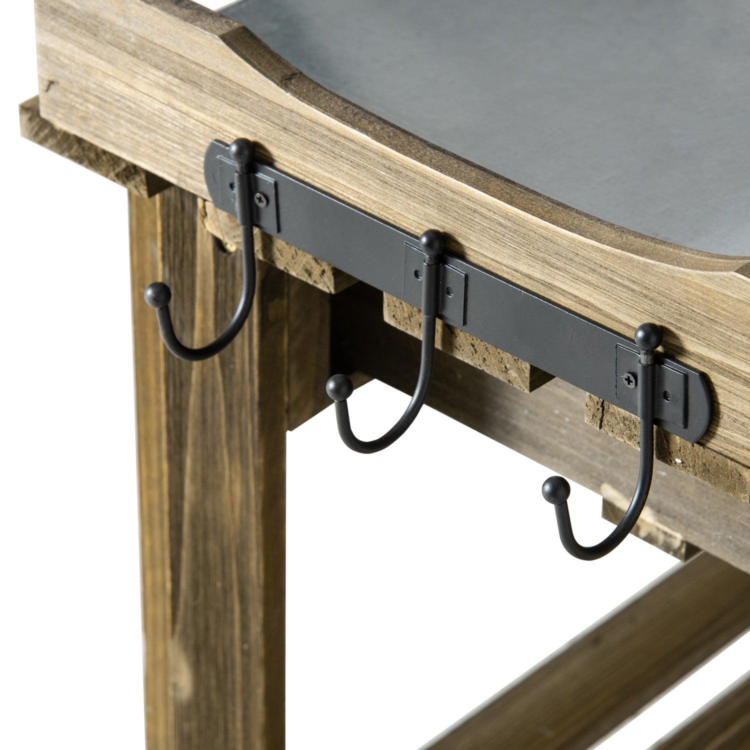 Trädgårdsbord med 3 lådor & krokar, 78x38x112 cm