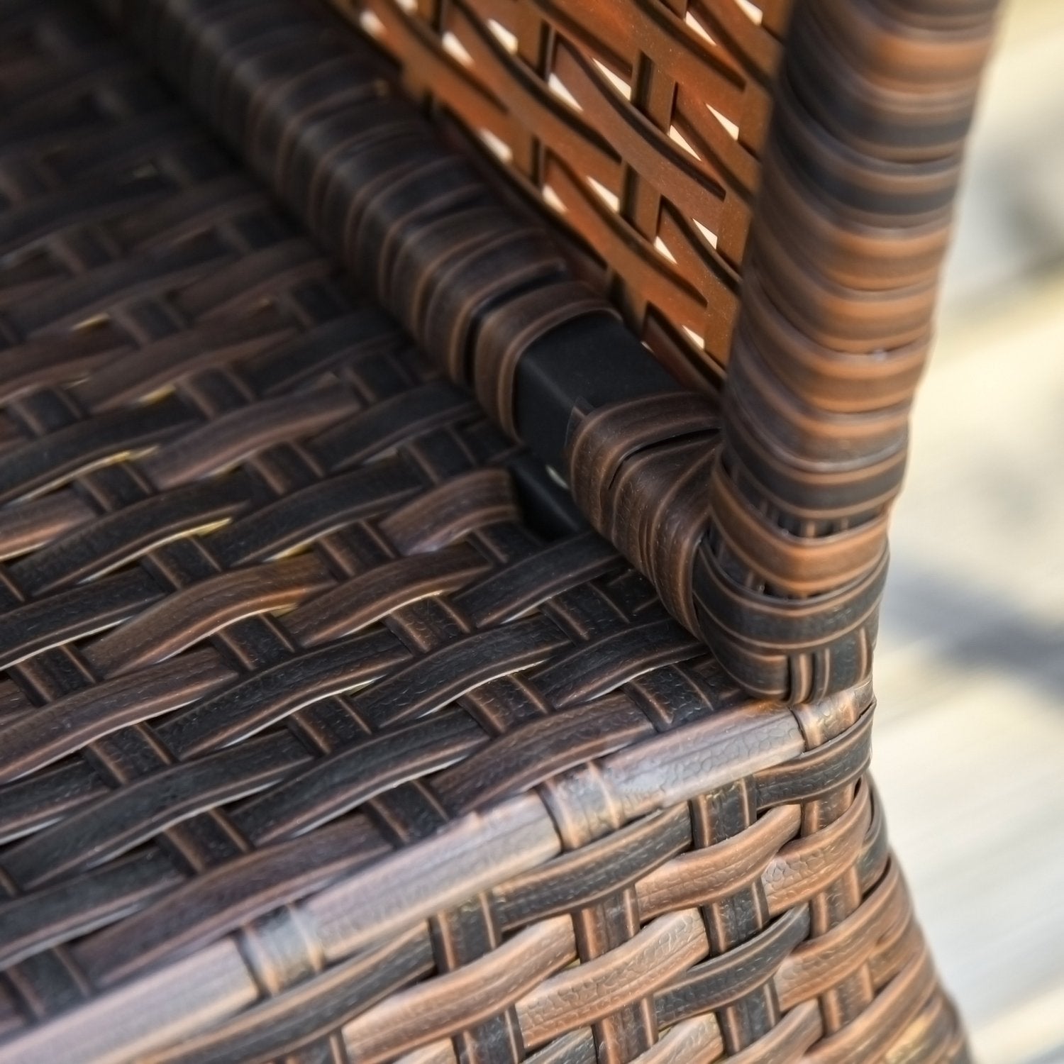 Trädgårdsbord med parasollställ – Polyrattan, Brun, 54x54x55 cm