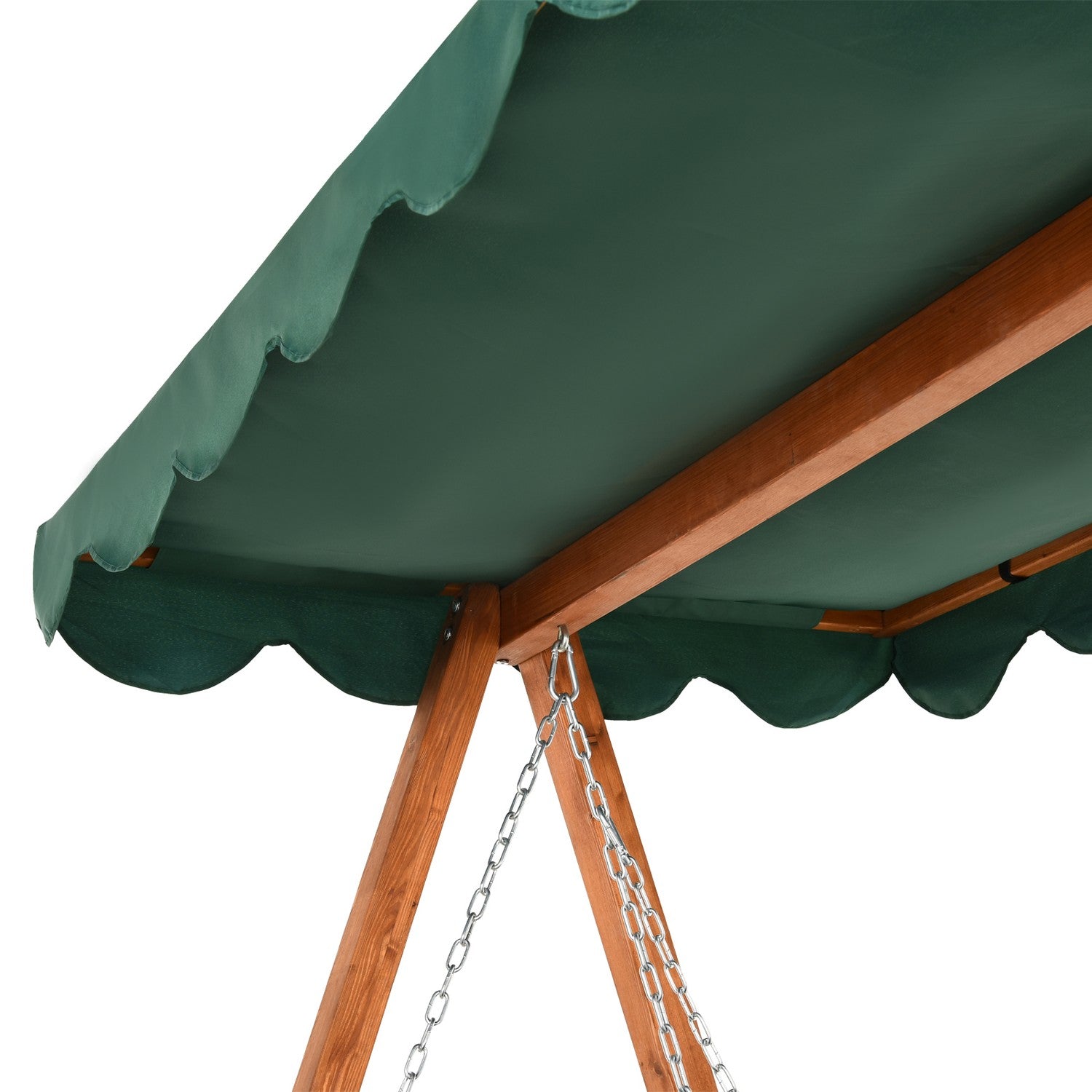Trädgårdsgunga för 3 personer i äkta trä med kapell och vilstol