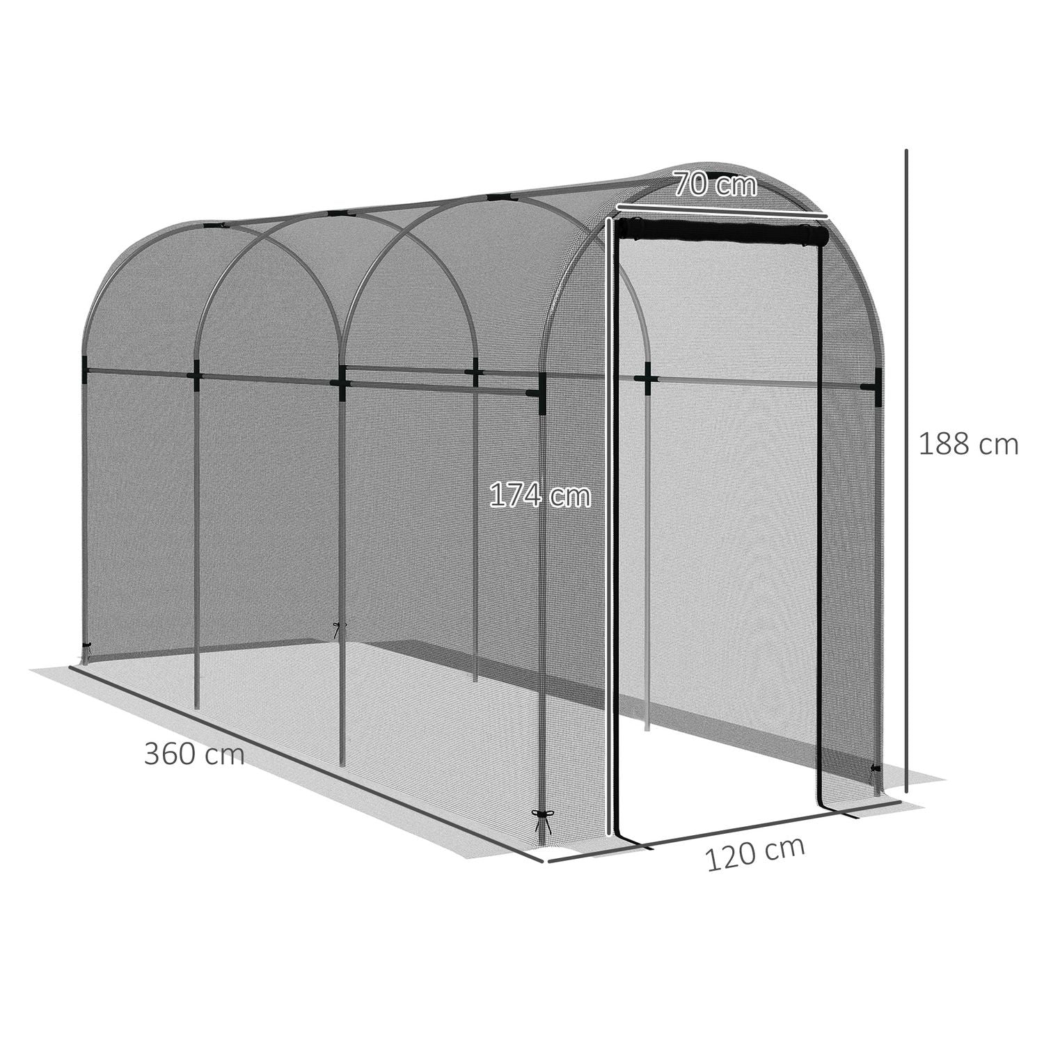 Zahradní síť proti hmyzu s dveřmi, 1,2 x 3,6 m, černý HDPE