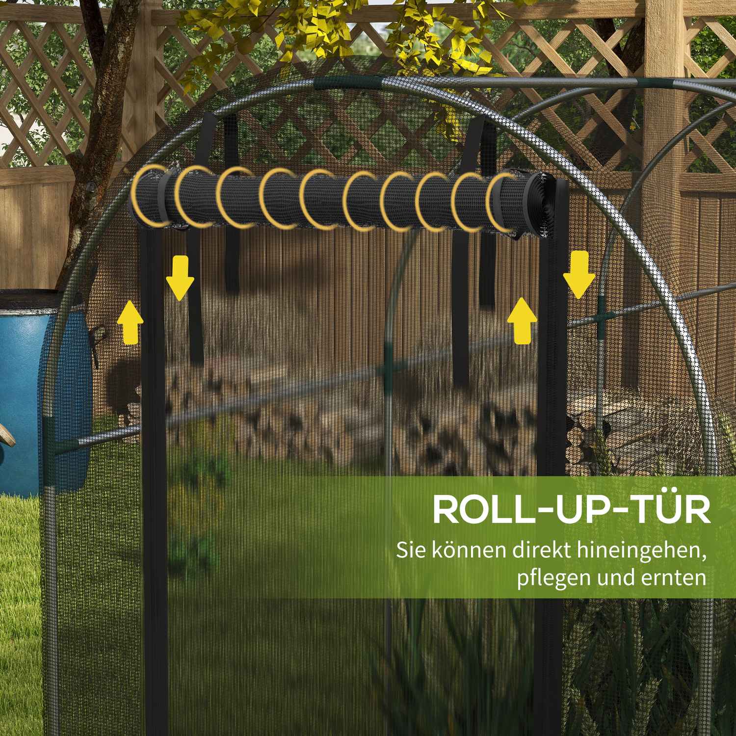 Zahradní síť proti hmyzu s dveřmi, 1,2 x 3,6 m, černý HDPE