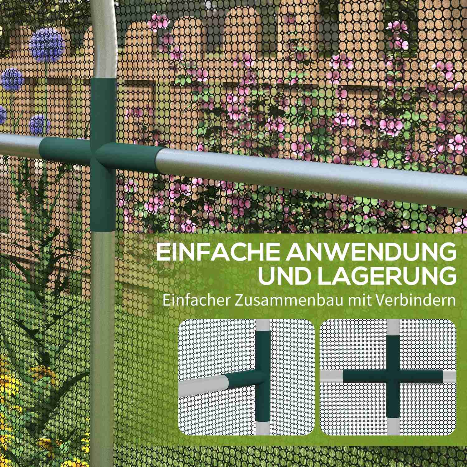 Zahradní síť proti hmyzu s dveřmi, 1,2 x 3,6 m, černý HDPE