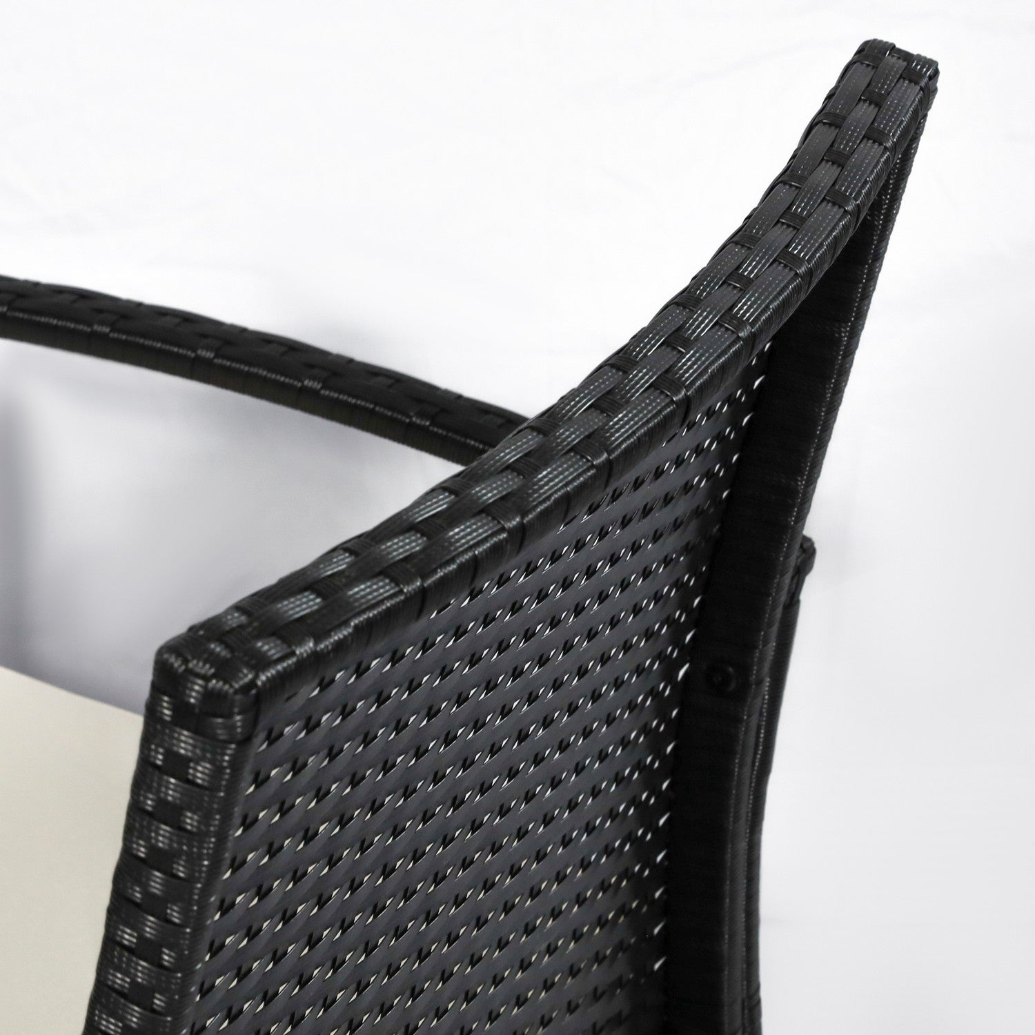 Trädgårdsloungeset i polyrattan med kuddar, svart, säten 4