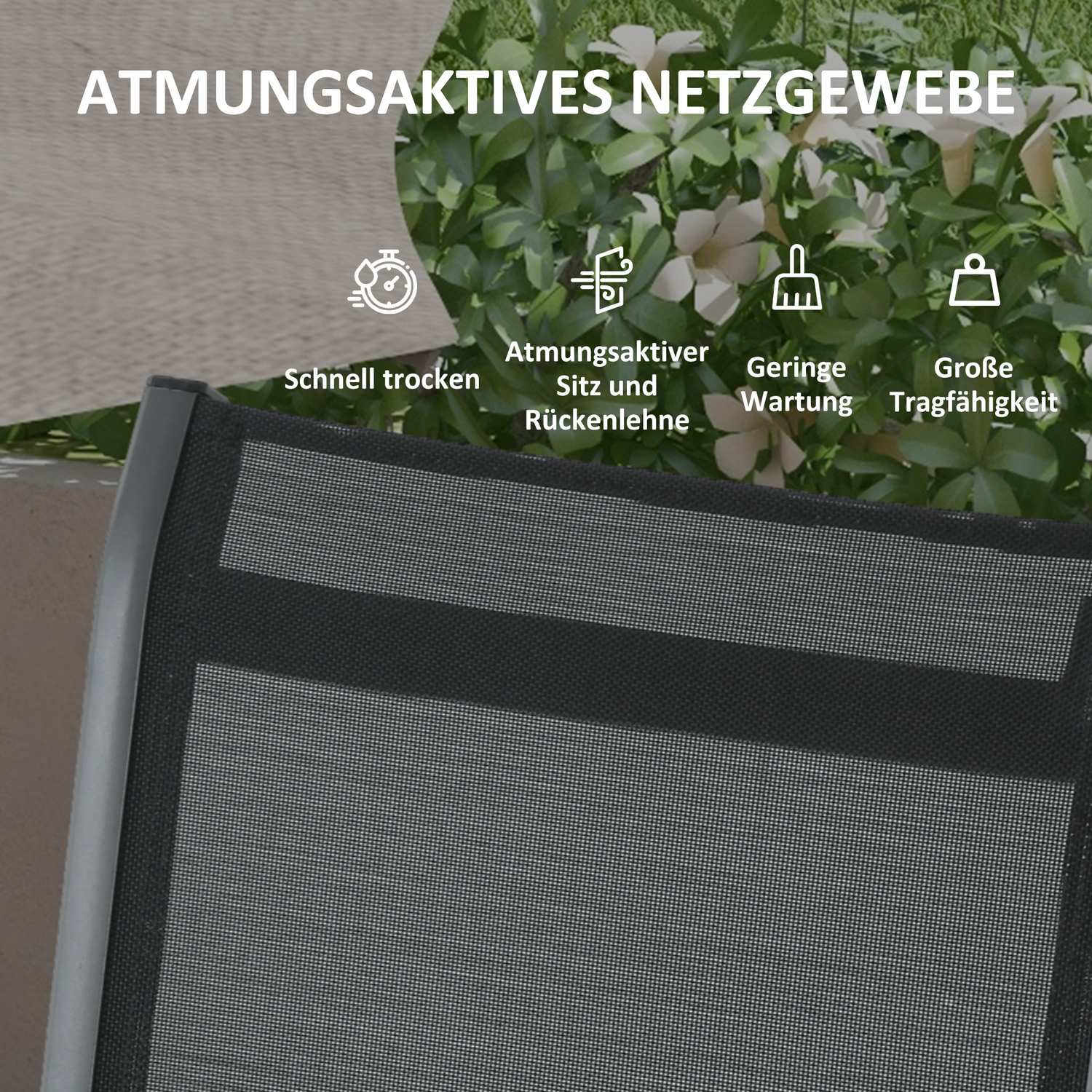 Sestava zahradního nábytku pro venkovní použití – stůl a 4 skládací židle
