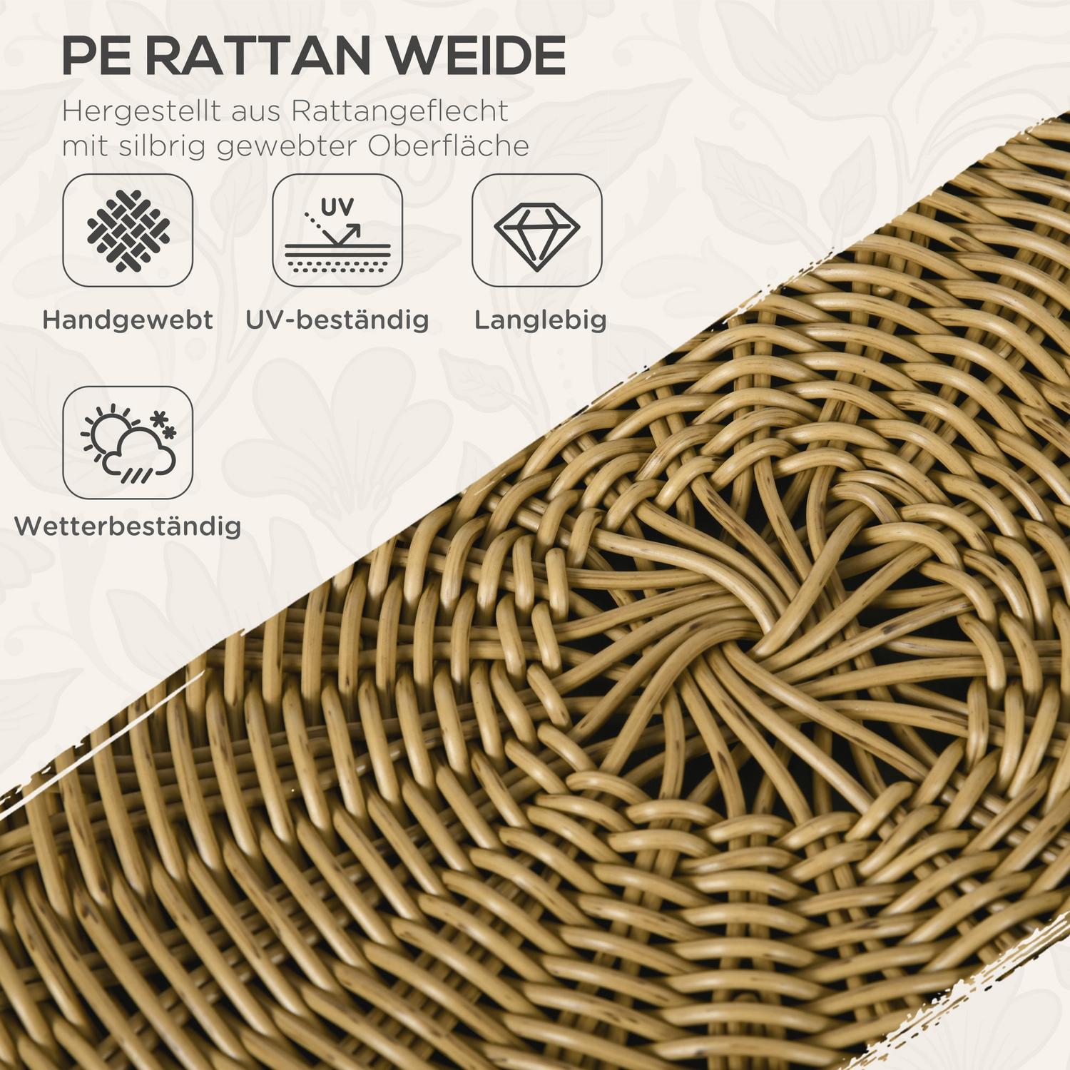 Trädgårdsmöbler i rotting, dämpad, 5-delad beige