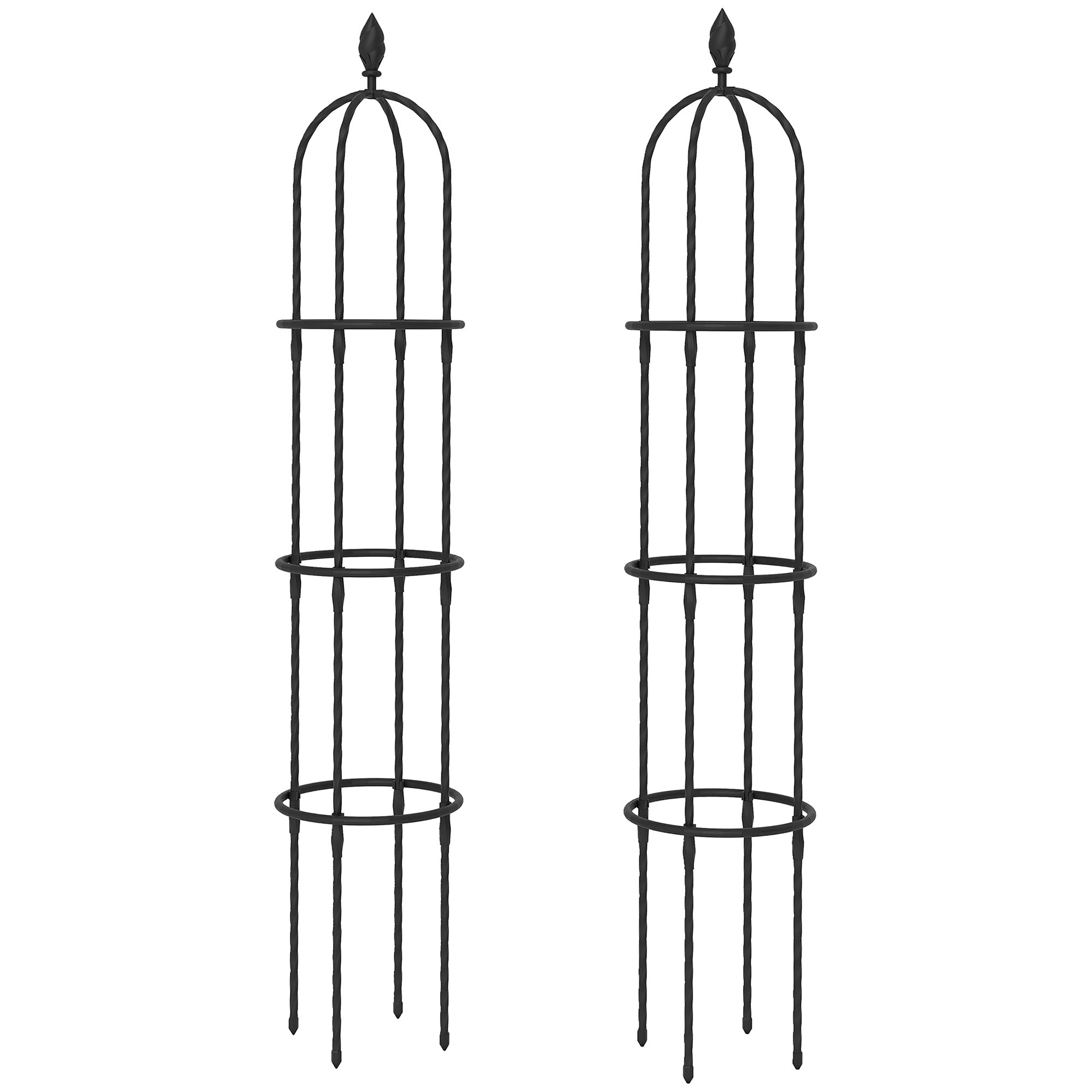 Trädgårdsobelisk spaljéset, 174 cm stål, 2-pack