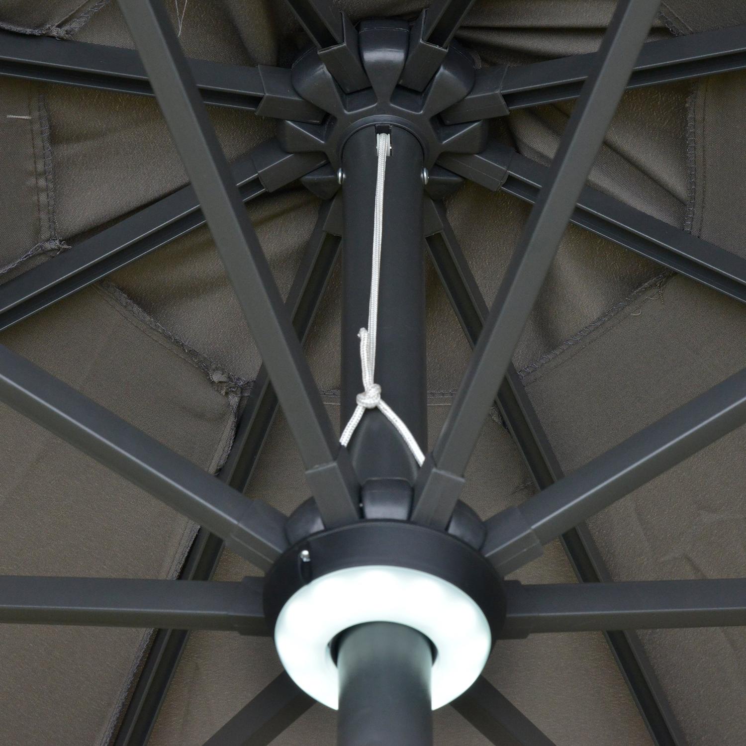 Trädgårdsparaply med Solar LED-ljus – mörkgrå, 270cm