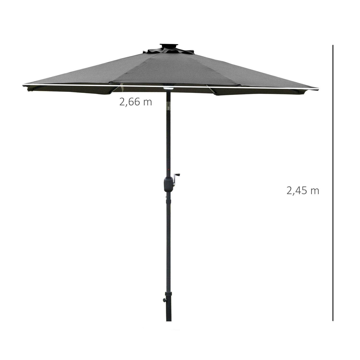 Trädgårdsparaply med Solar LED-ljus – mörkgrå, 270cm