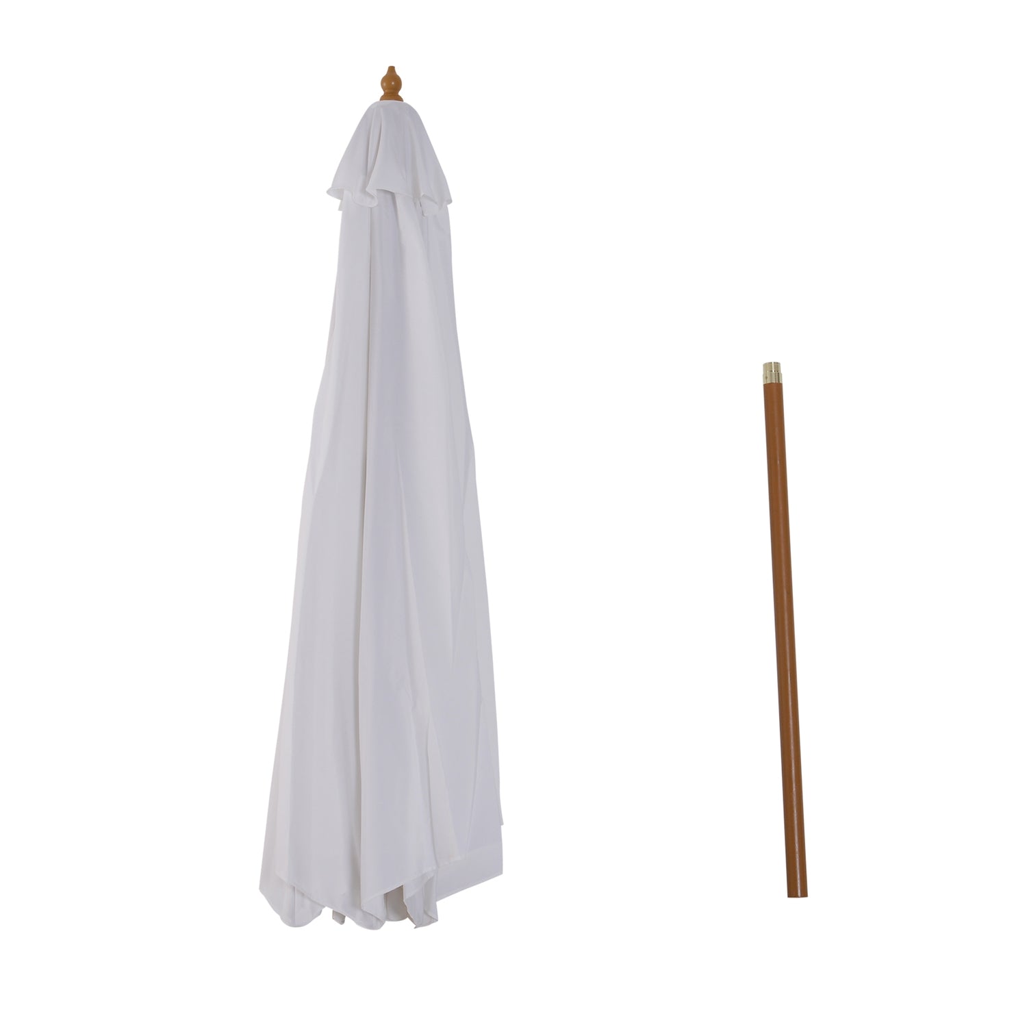 Trädgårdsparasoll 300 Cm, Bambu Stomme, Gräddvit
