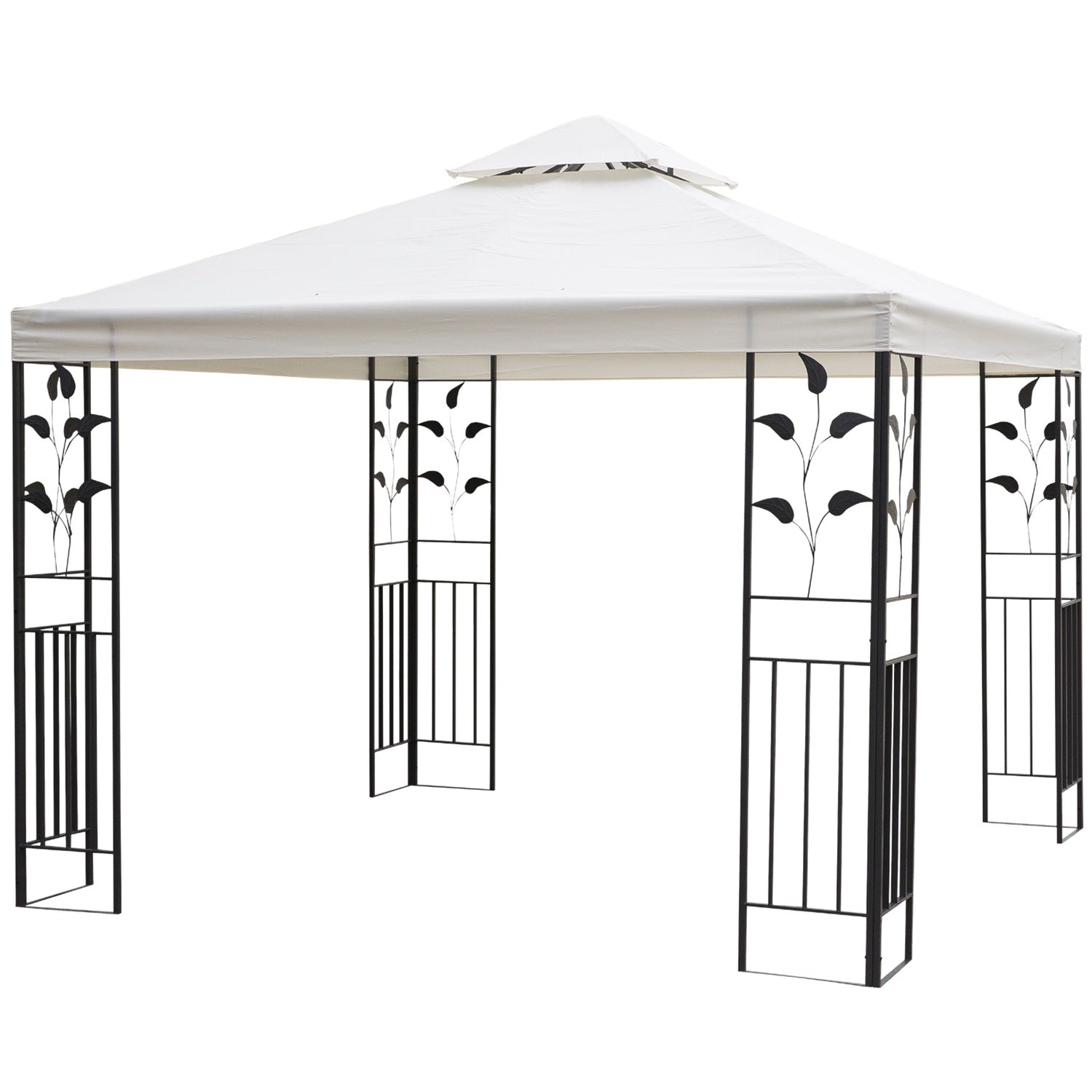 Trädgårdspaviljongtält, bladdesign, stålstomme, 2,95x2,95M