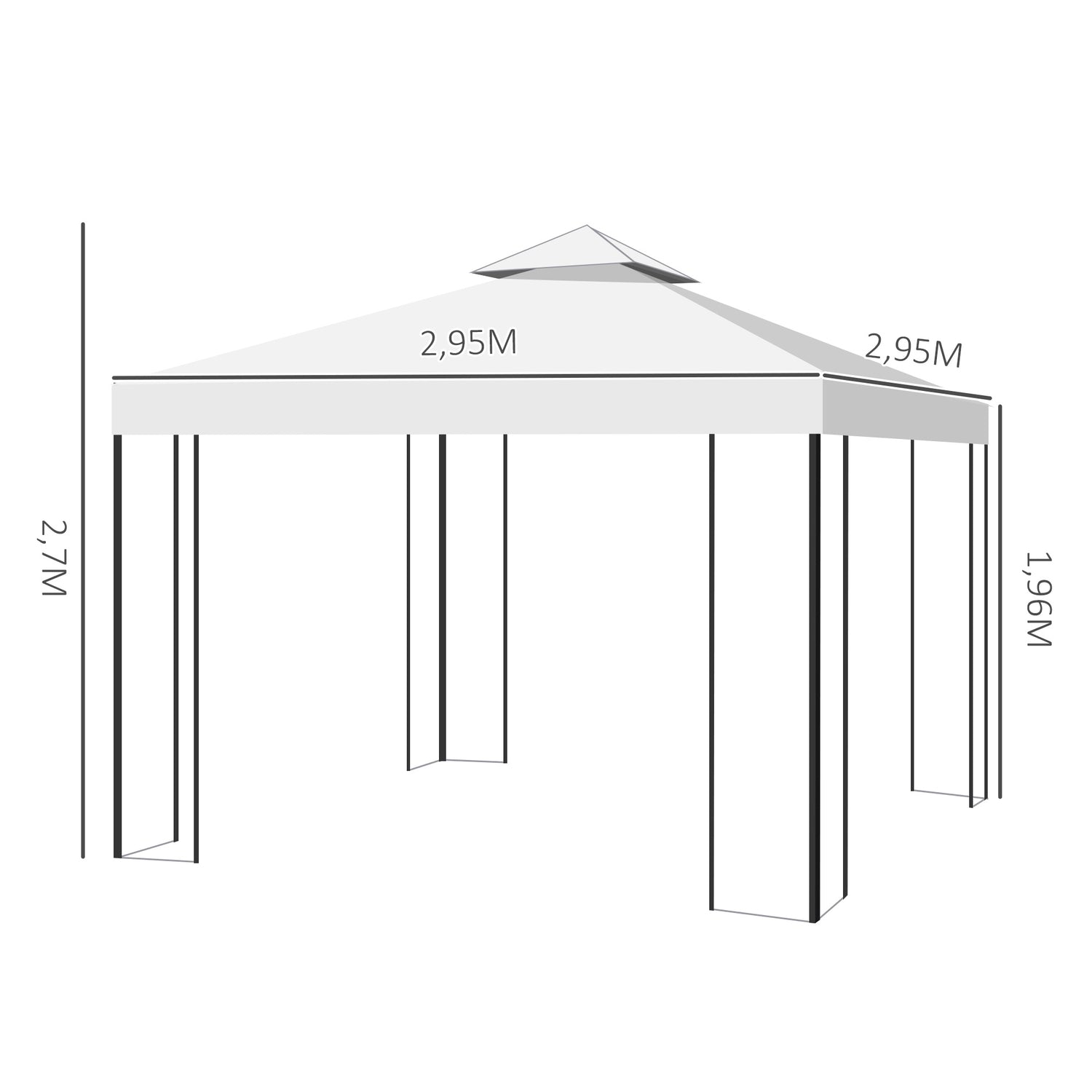 Trädgårdspaviljongtält, bladdesign, stålstomme, 2,95x2,95M