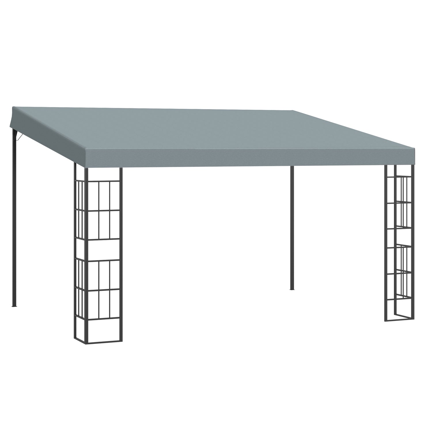 Trädgårdspergola 4x3m metallram, grå polyesterkapell