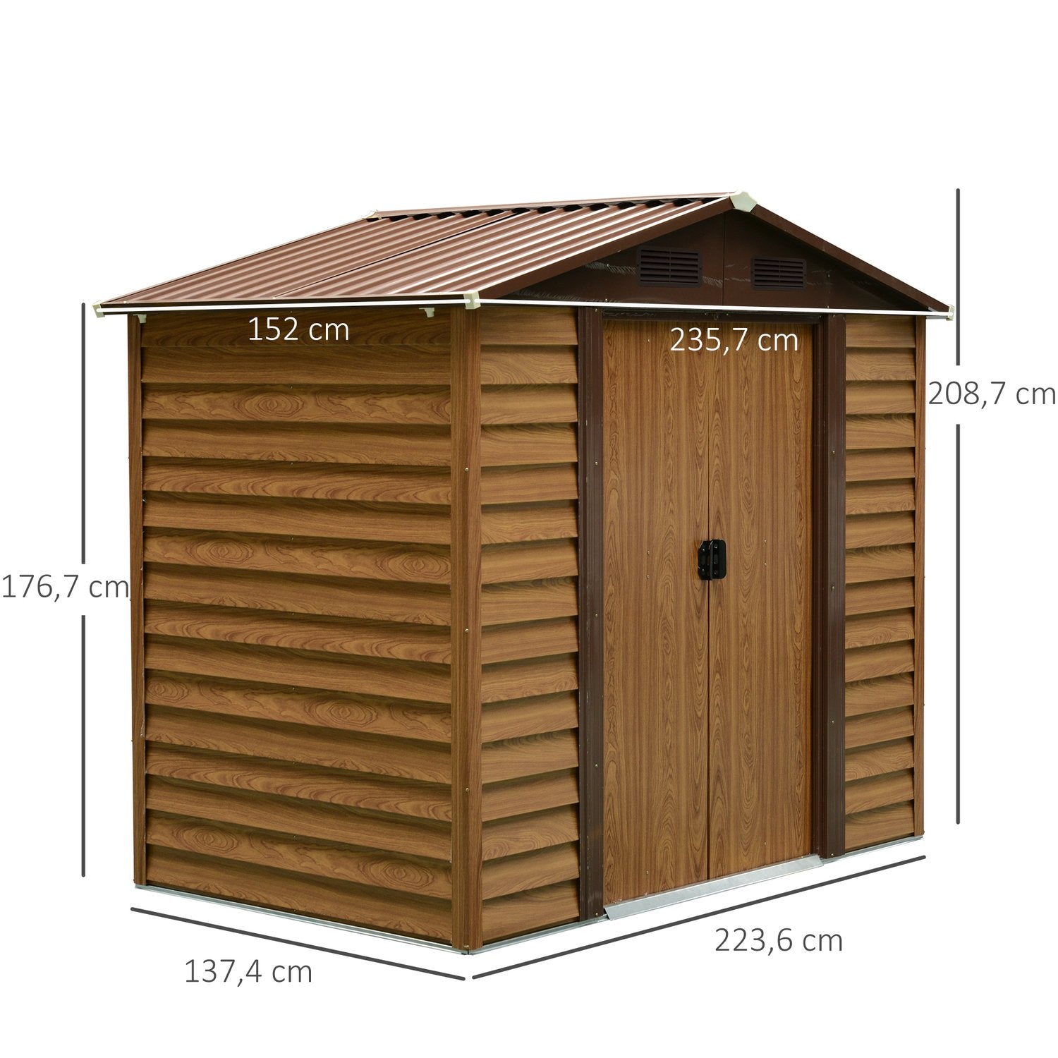 Trädgårdsredskapsbod utomhus, Wood Grain Look, 152x236x209 cm