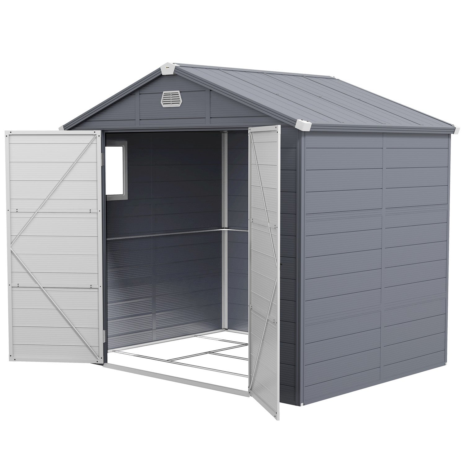 Trädgårdsredskapsskjul, aluminium, låsbar, 4,1 m³, grå