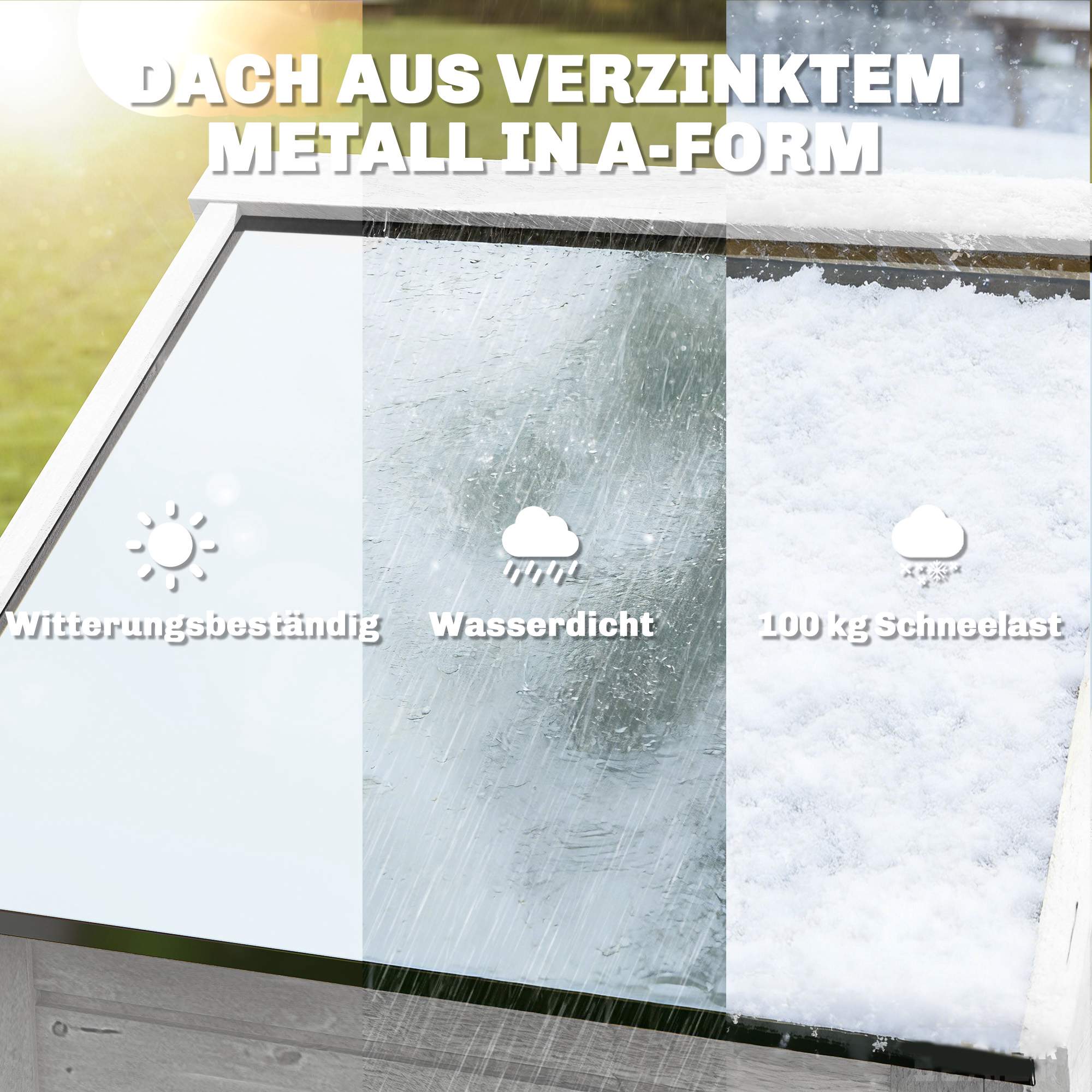 Trädgårdsskjul, justerbara hyllor, väderbeständigt tak