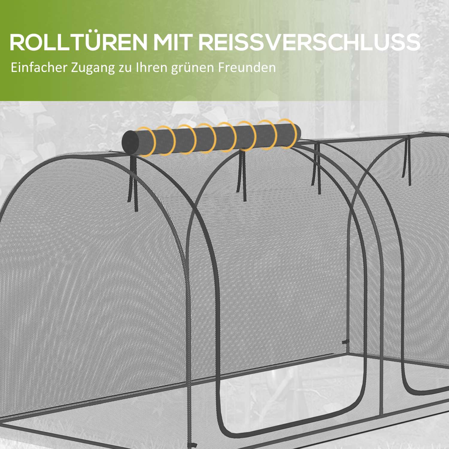 Trädgårdsskyddsnät med dörr – 2,5 x 1,2 m, vindtät