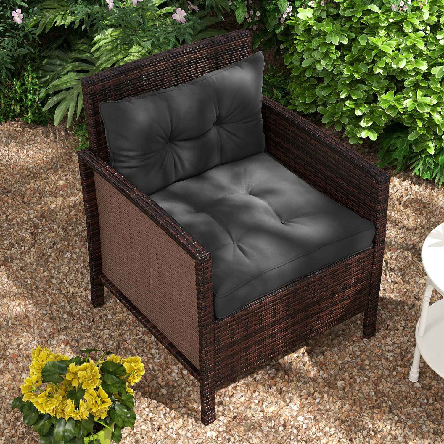 Podsedáky na zahradní židle, tloušťka 10 cm, tmavě šedý polyester