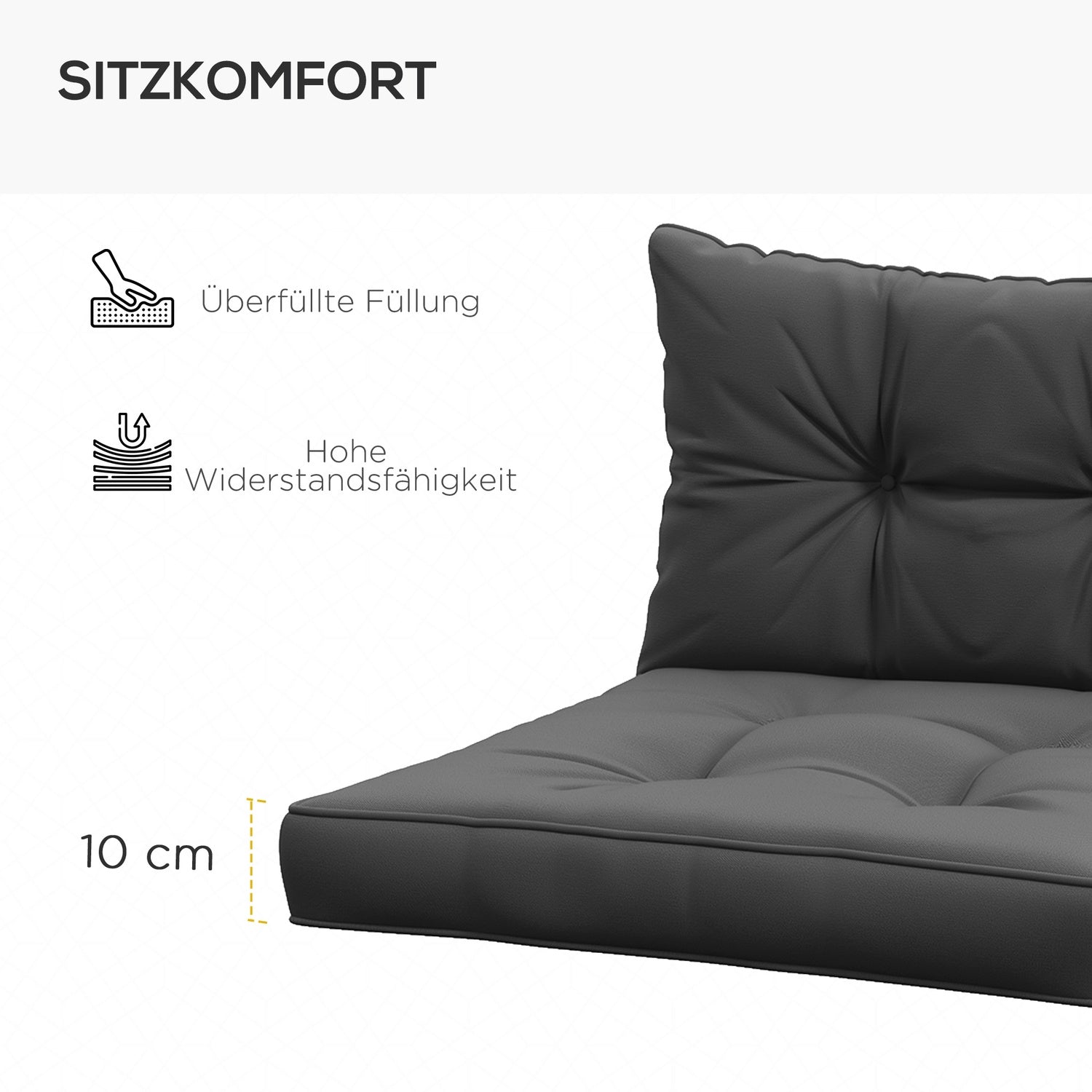 Podsedáky na zahradní židle, tloušťka 10 cm, tmavě šedý polyester