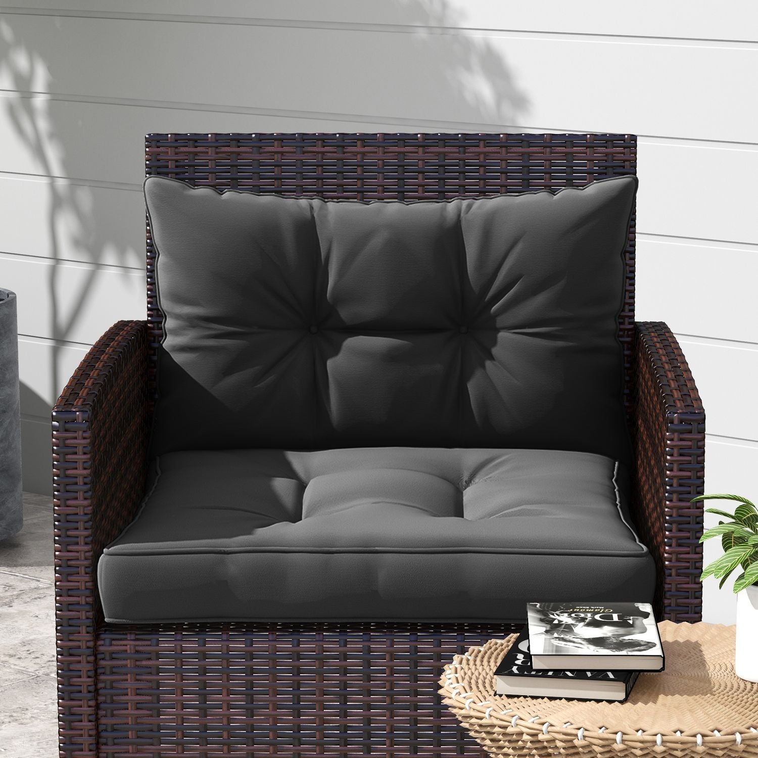 Podsedáky na zahradní židle, tloušťka 10 cm, tmavě šedý polyester