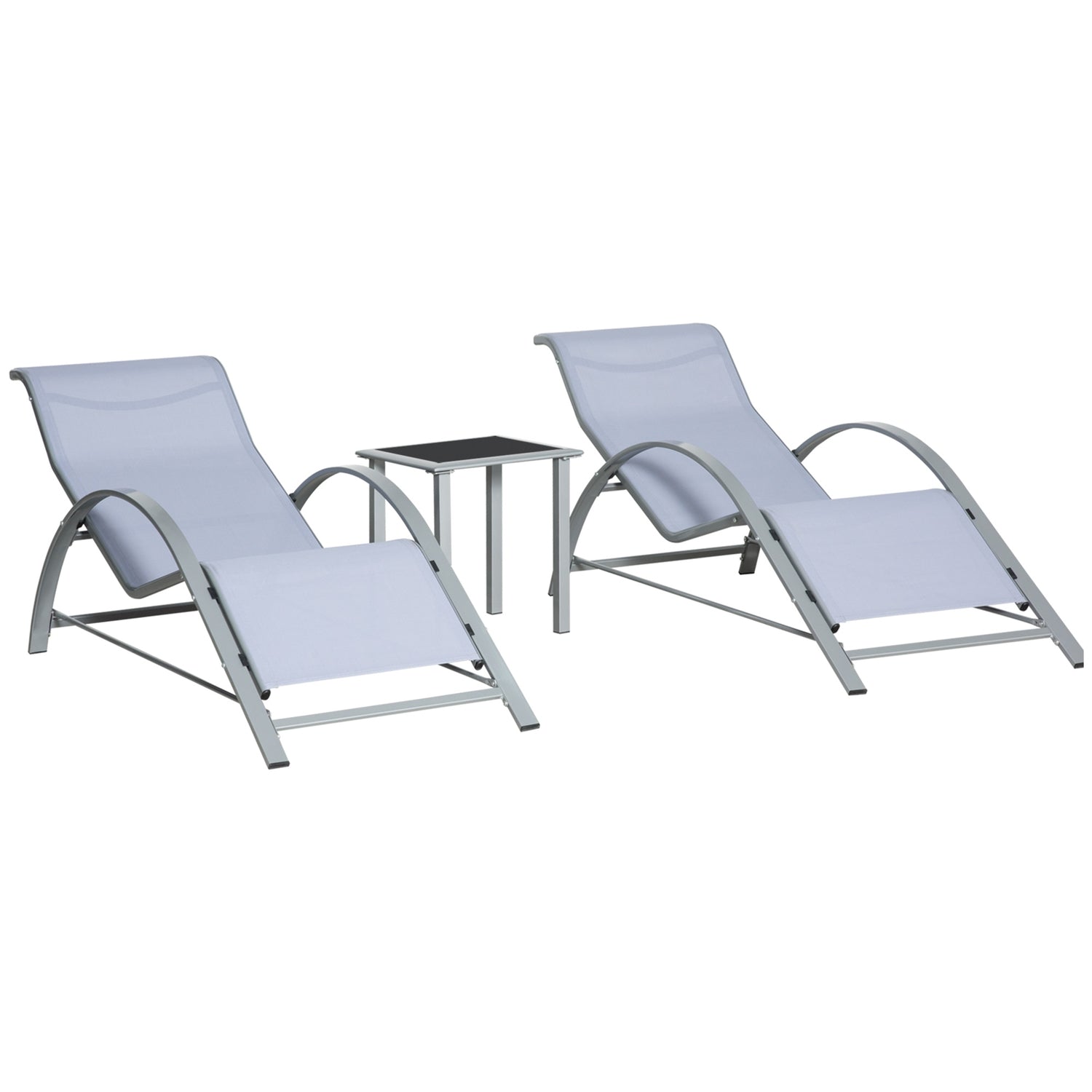 Trädgårdsstolset med bord – metallnät, 3 st, grå