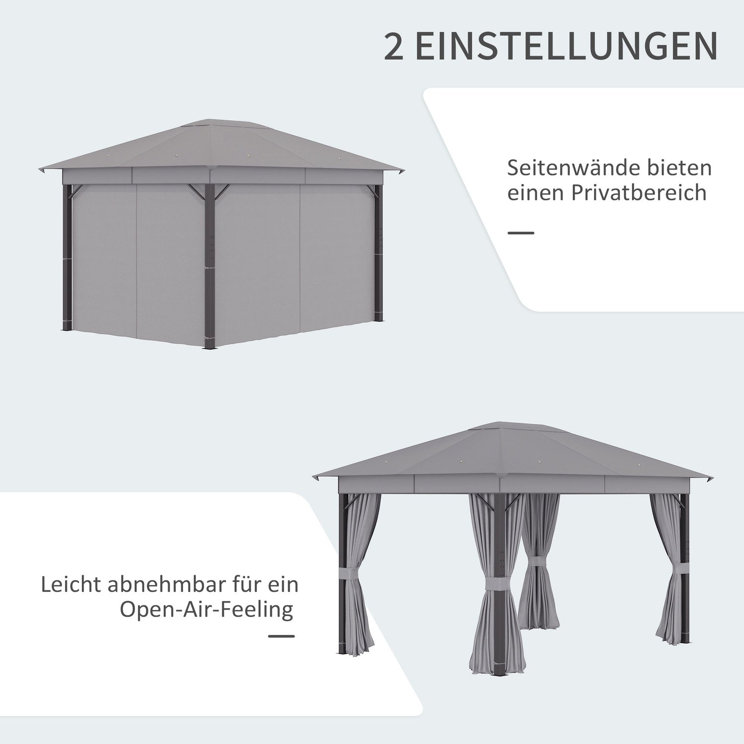 Trädgårdstälttält – 4x3m, grått, aluminiumram