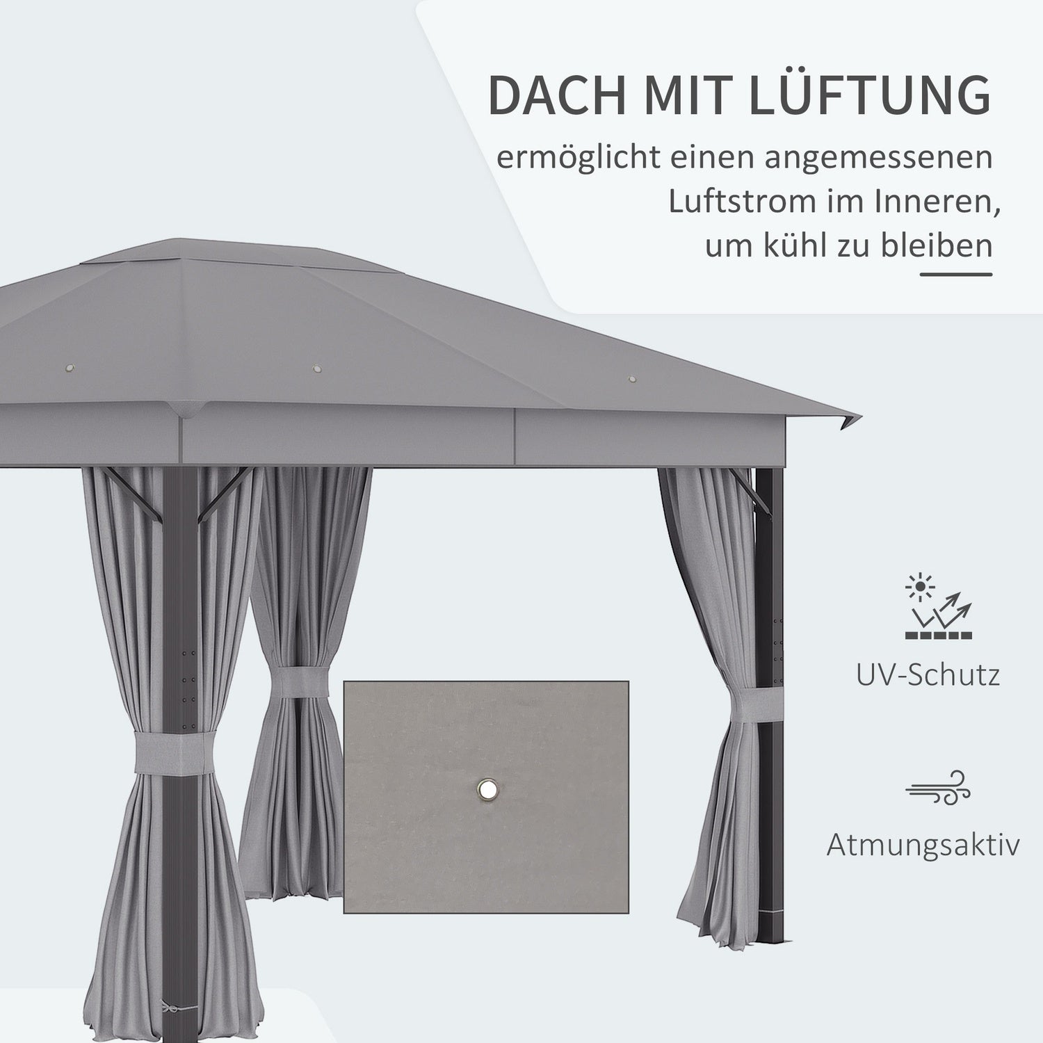 Trädgårdstälttält – 4x3m, grått, aluminiumram