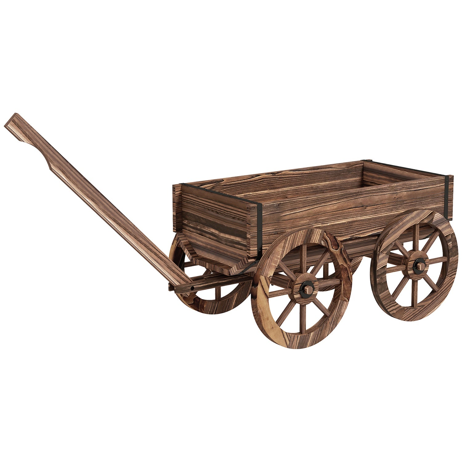Trävagn Blomlåda, Trädgårdskruka, 30 Kg Kapacitet