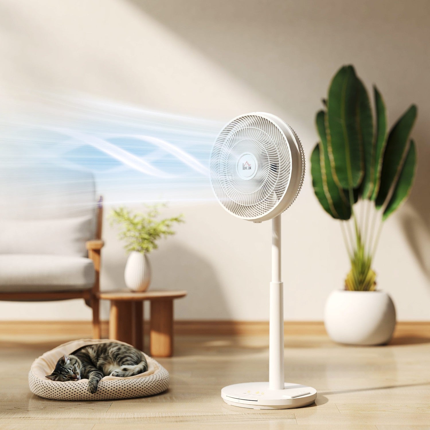 Tichý stojanový ventilátor s dálkovým ovládáním, 12 rychlostí, režim spánku