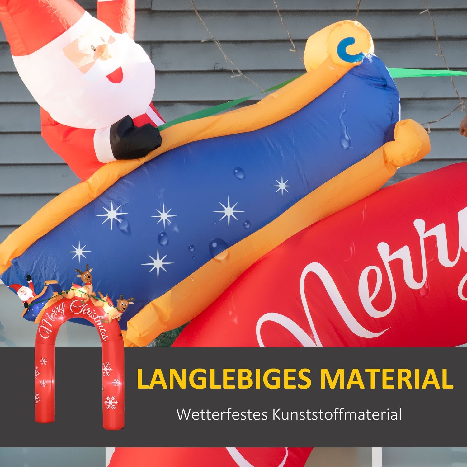 Uppblåsbar 270 cm julvalv med tomte och LED-ljus