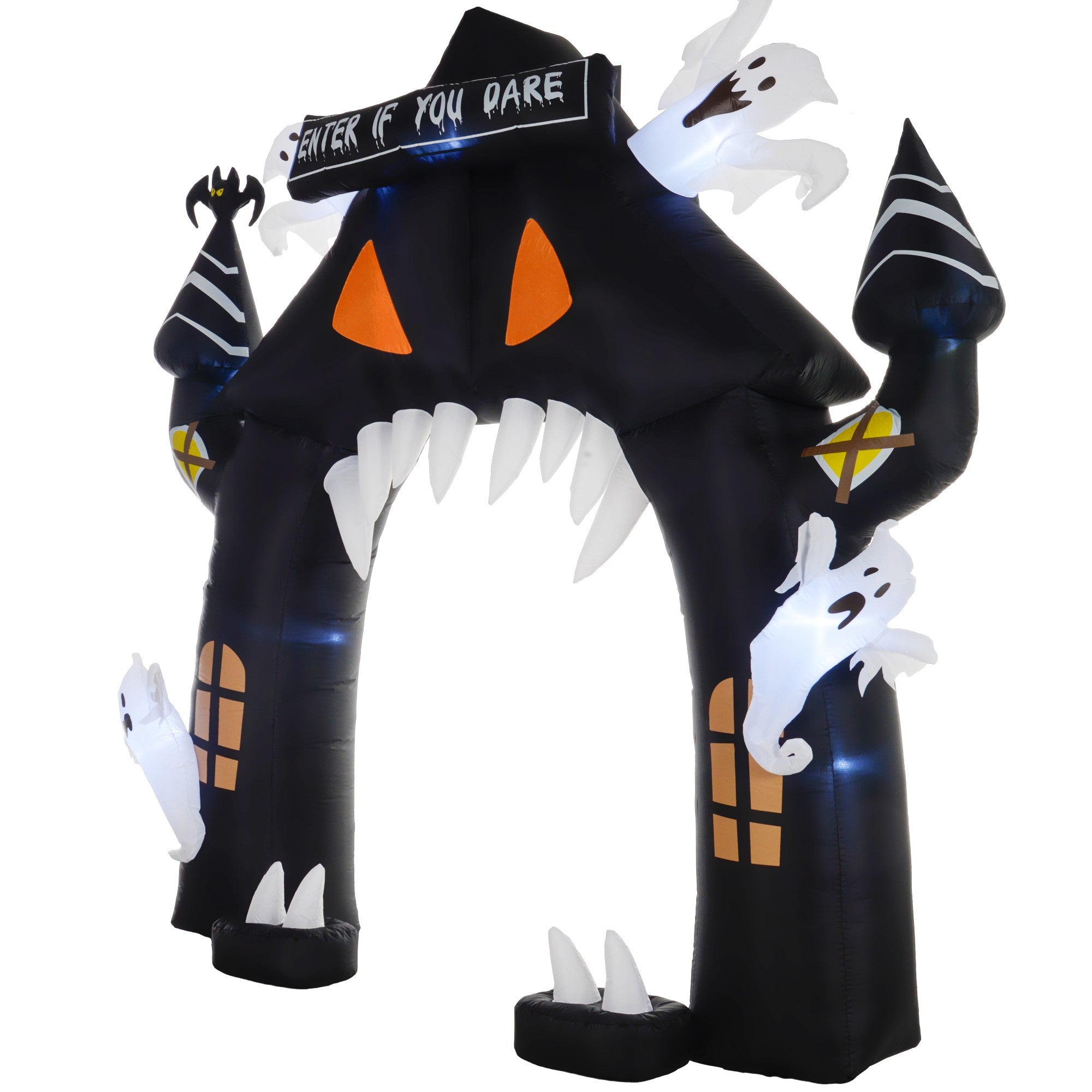 Uppblåsbar Halloween-båge, 4 spöken, LED, 3m