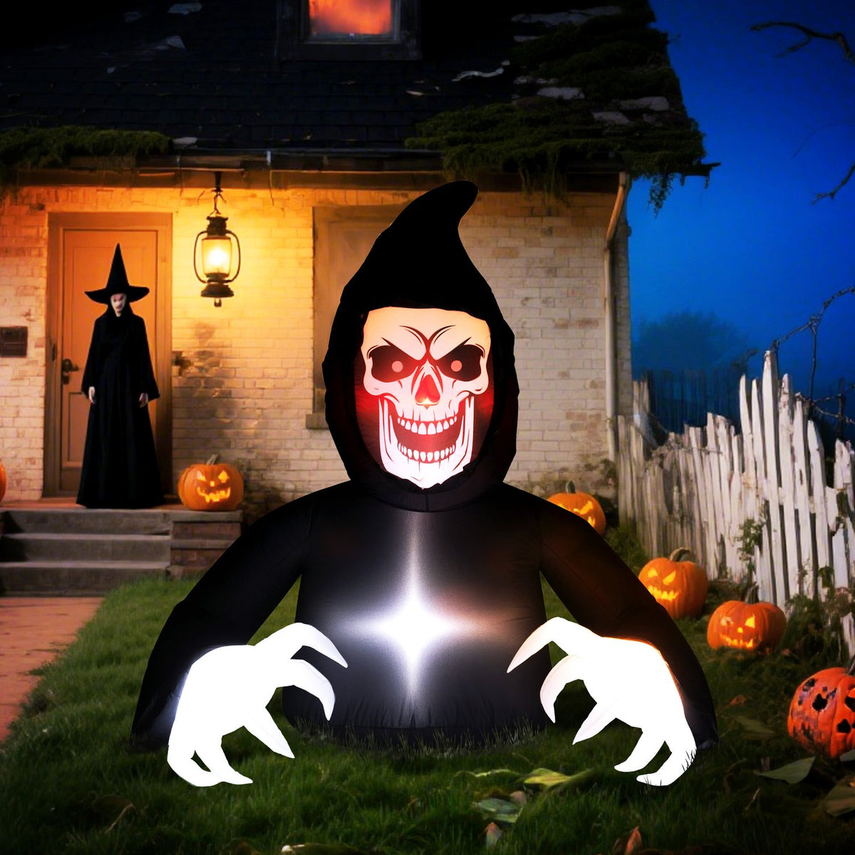 Nafukovací halloweenská strašidelná postava s LED světly a ventilátorem