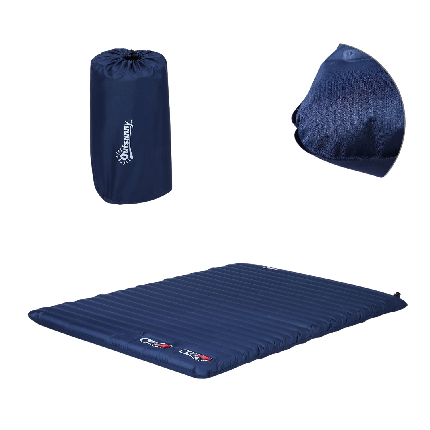 Uppblåsbar campingmadrass – Marinblå, Pvc, 195x138x10 cm