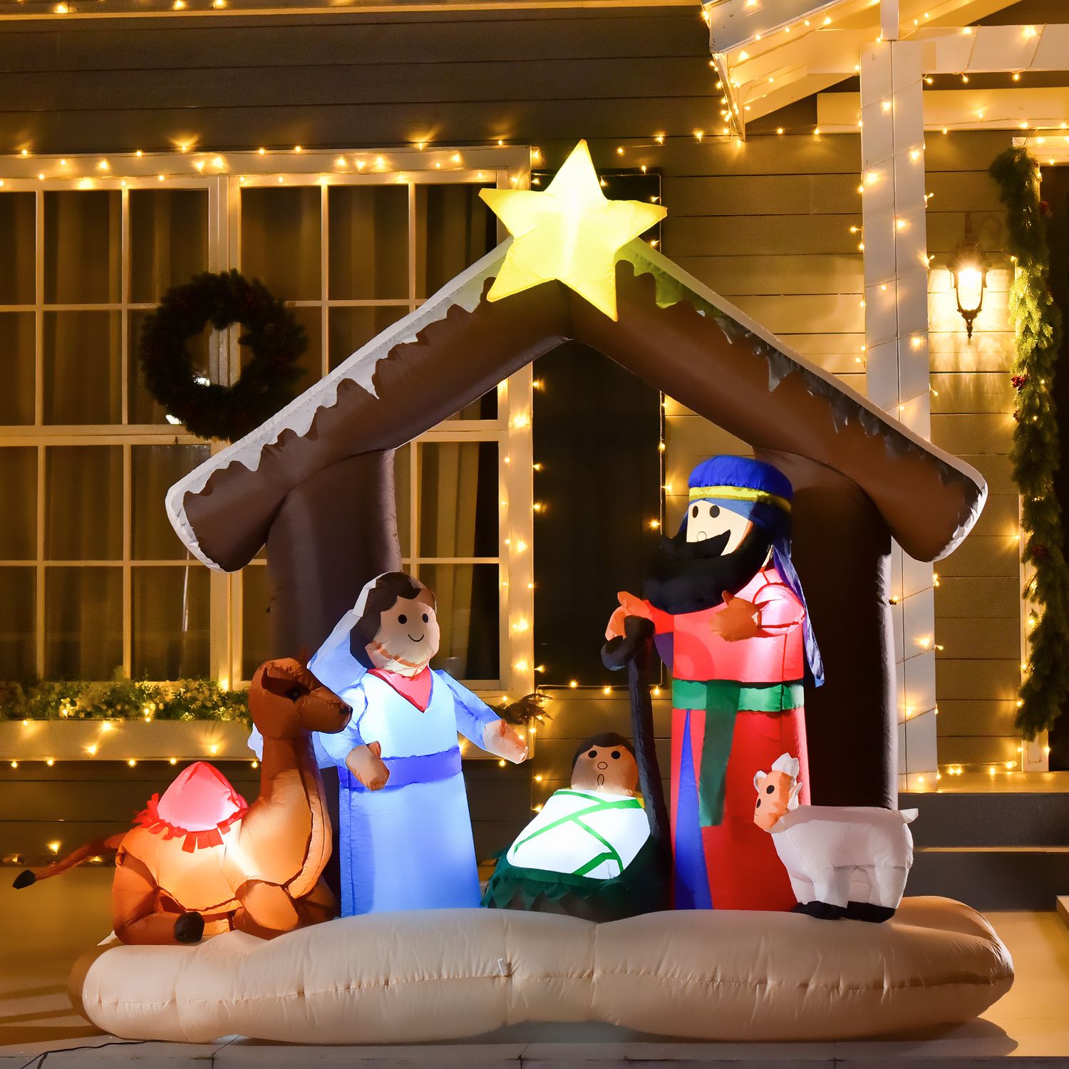 Uppblåsbar julbåge med LED-ljus, 1,8m