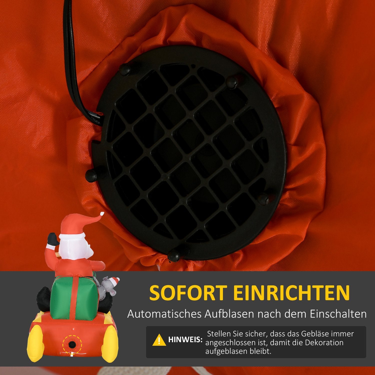 Nafukovací Santa Claus, 1,22m, s LED osvětlením pro venkovní použití