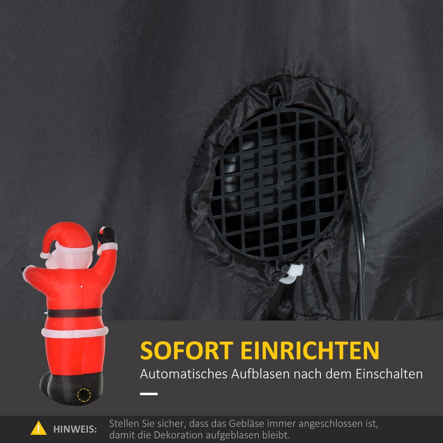 Uppblåsbar jultomte med LED-ljus, 240cm, utomhus