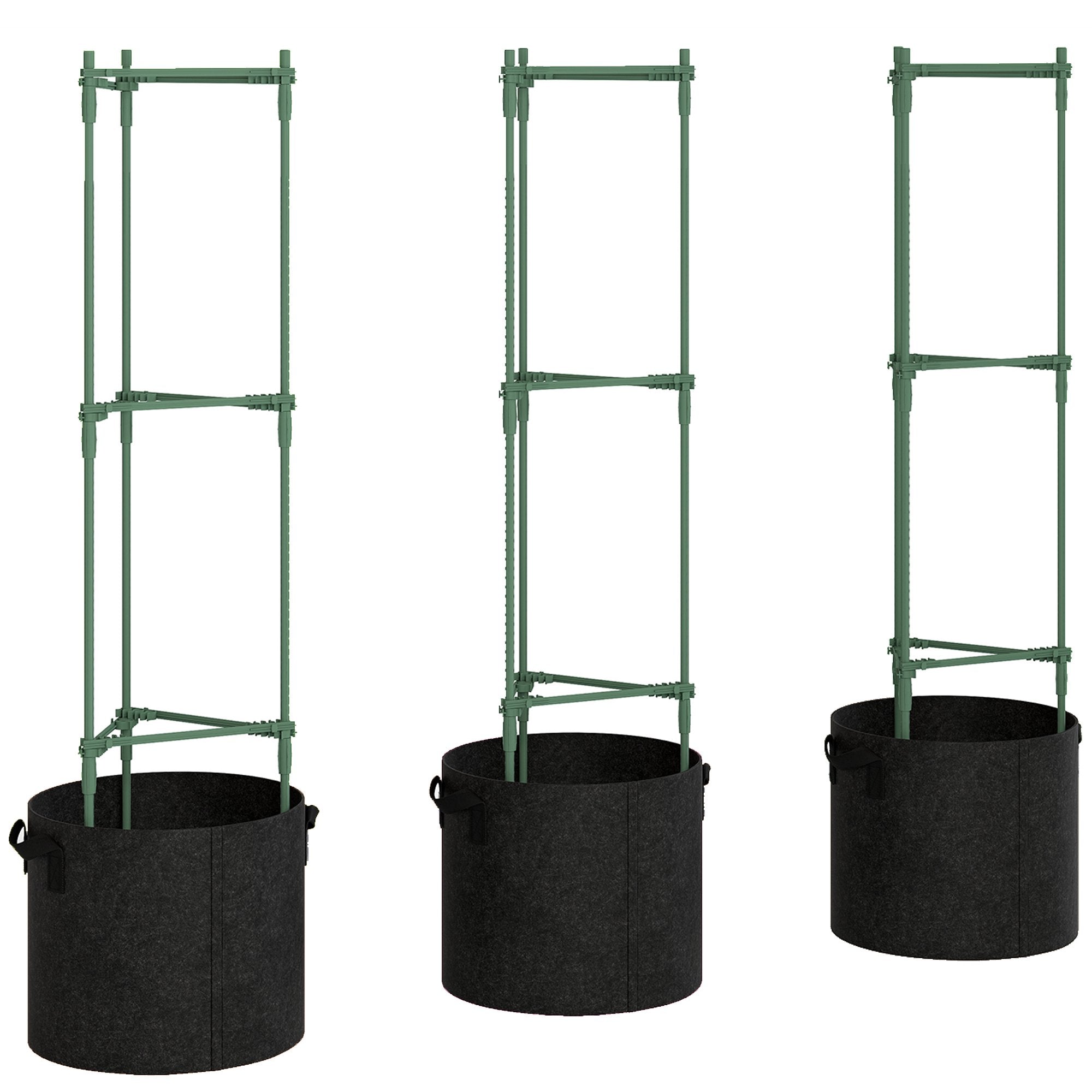 Upphöjda odlingsbäddar med spaljé, 3-pack, 83,7 l, 35 x 35 x 120 cm