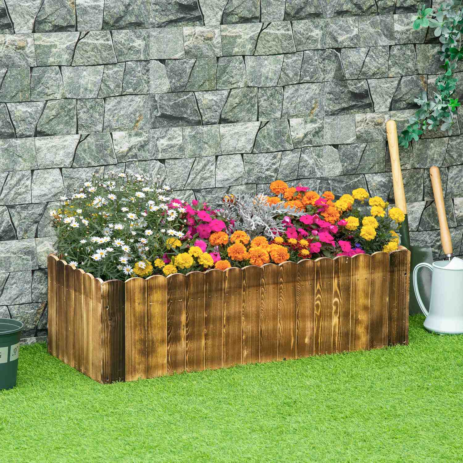Upphöjd säng 100x40x30cm Granträ för grönsaker & örter