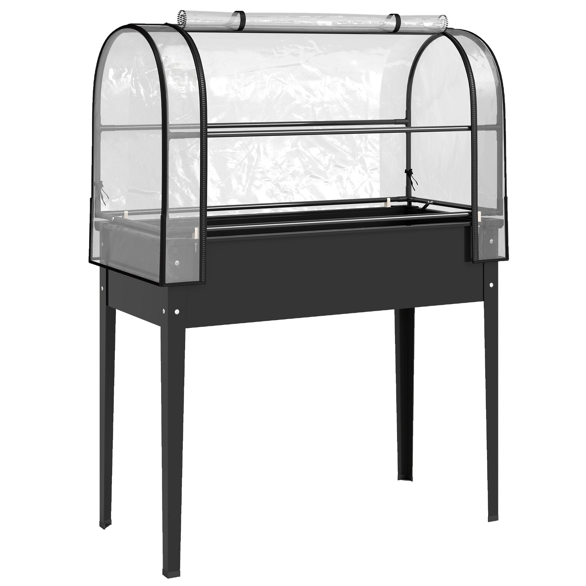 Upphöjd trädgårdsbädd med genomskinligt överdrag, metall, 100x49x136 cm