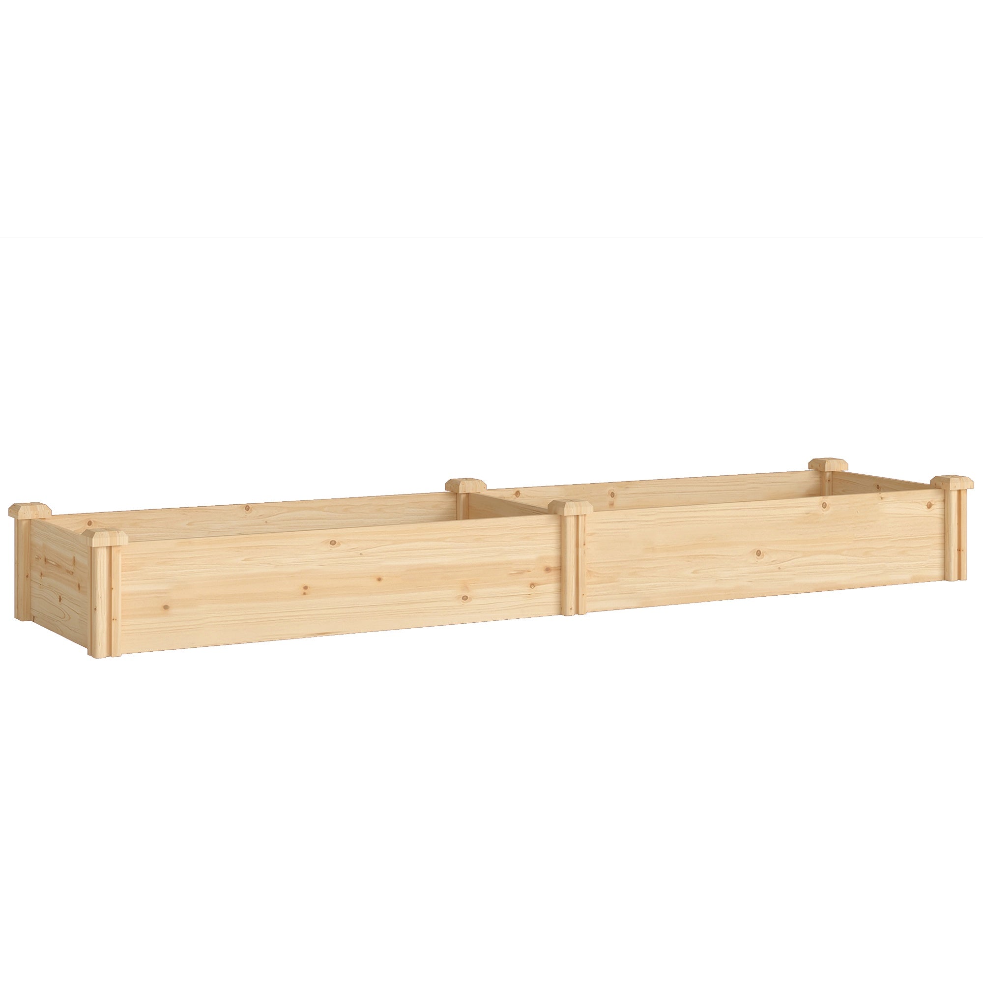 Upphöjd träkruka med avdelare, öppen bas, 235x66x26 cm