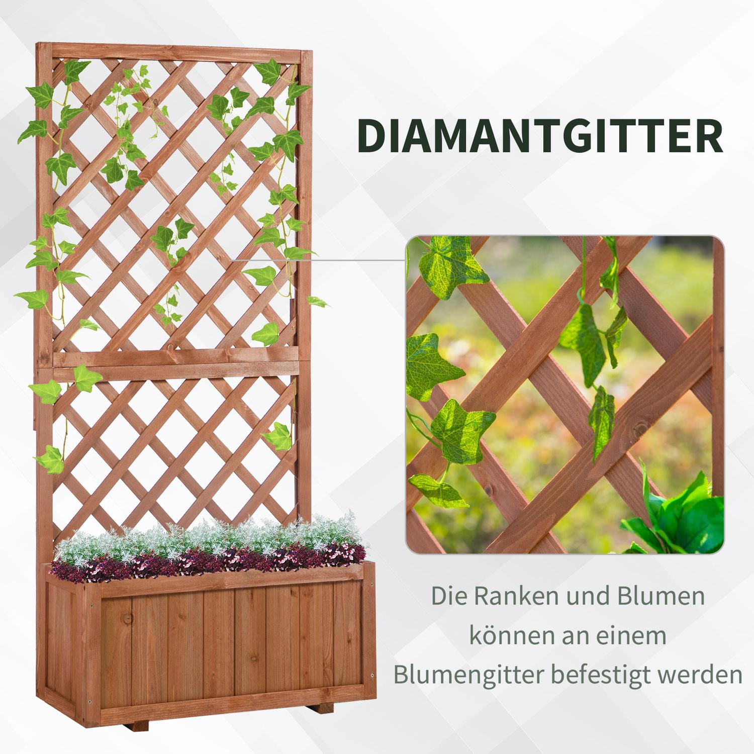 Upphöjd träsäng med spaljé – 72,5x31,5x149,5 cm