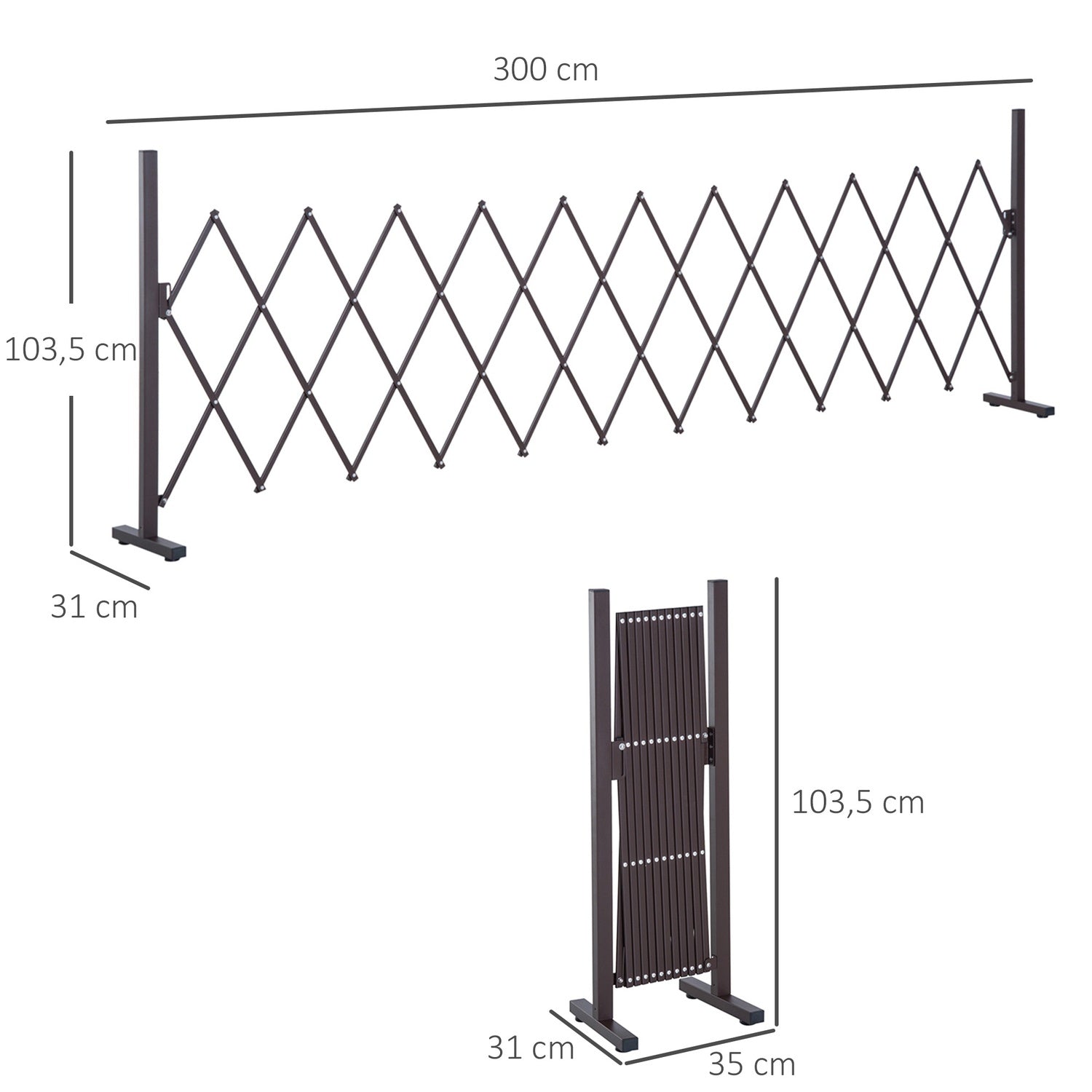 Utdragbar saxport i aluminium – 35-300 cm, brun