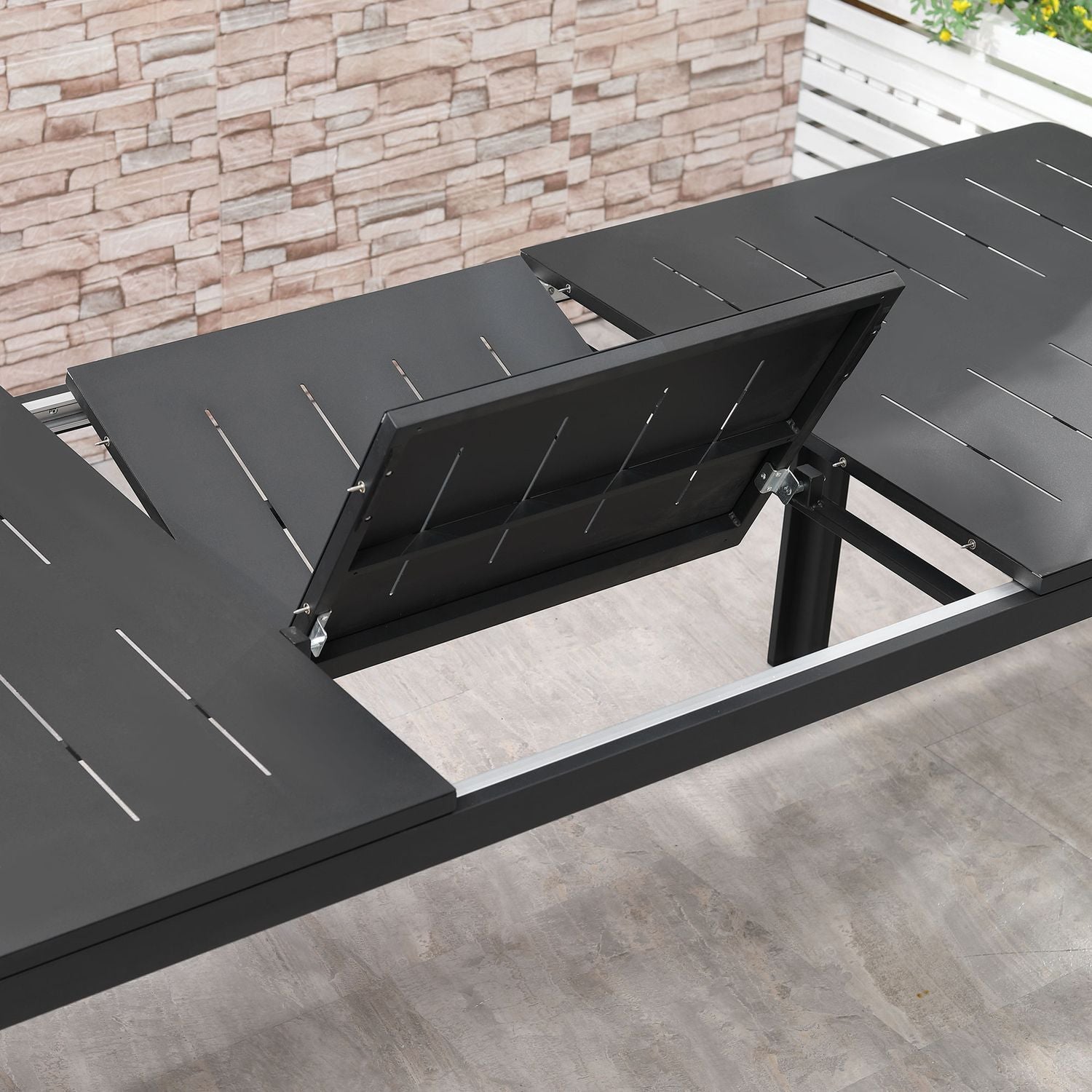 Utdragbart trädgårdsbord i aluminium, svart, 180-240cm