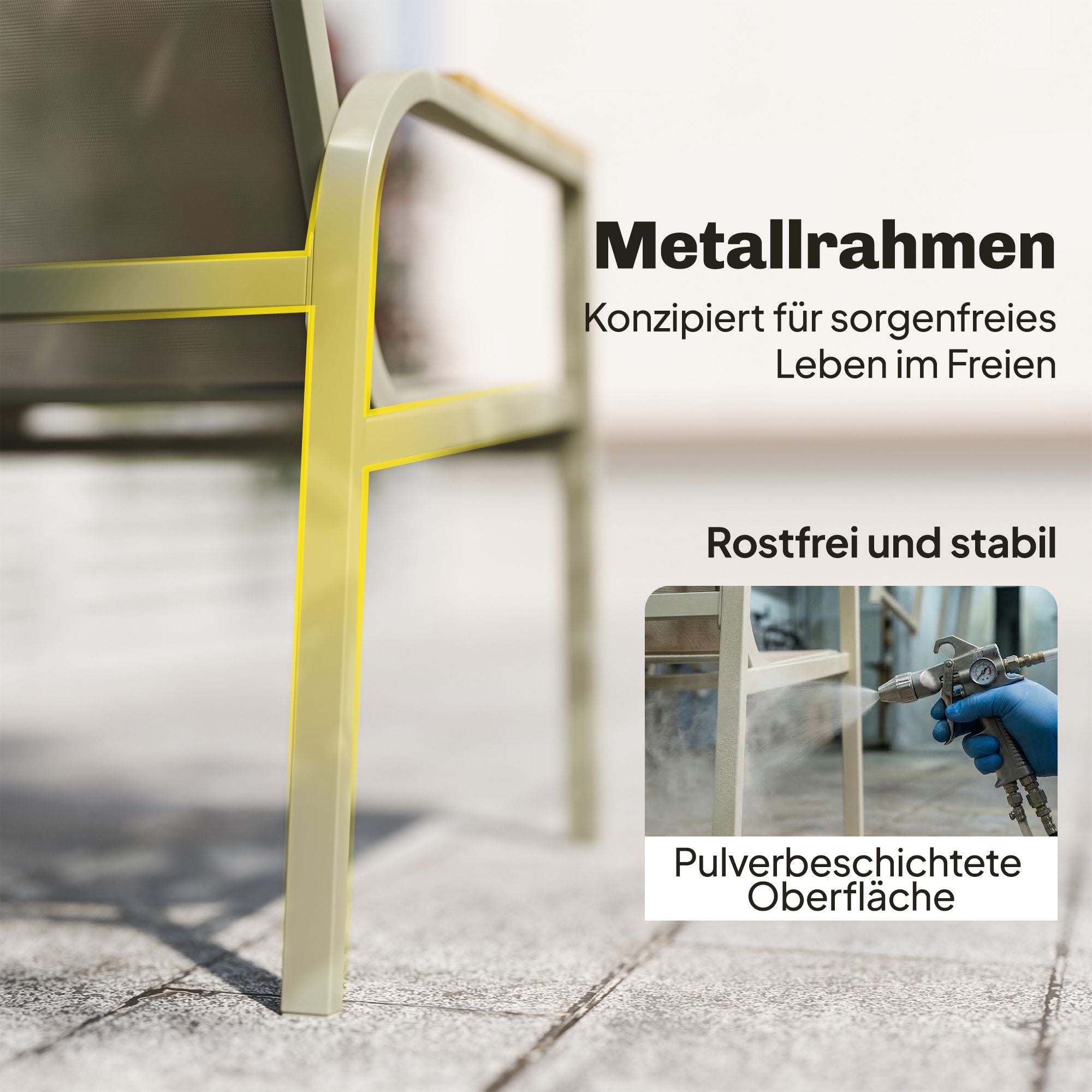 Utemöbelset för 4 personer, metall, grön, inkluderar bord